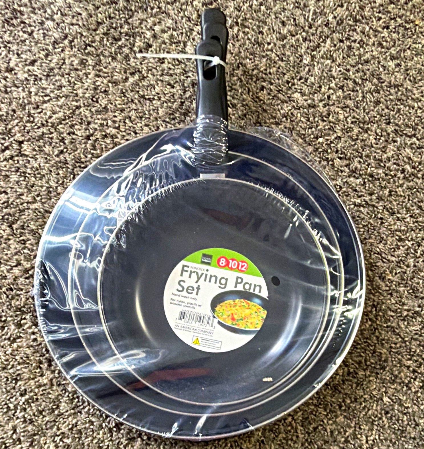 Mainstays Nonstick Aluminum Frying Pan Set 8 10 12 in Black (3-Piece)