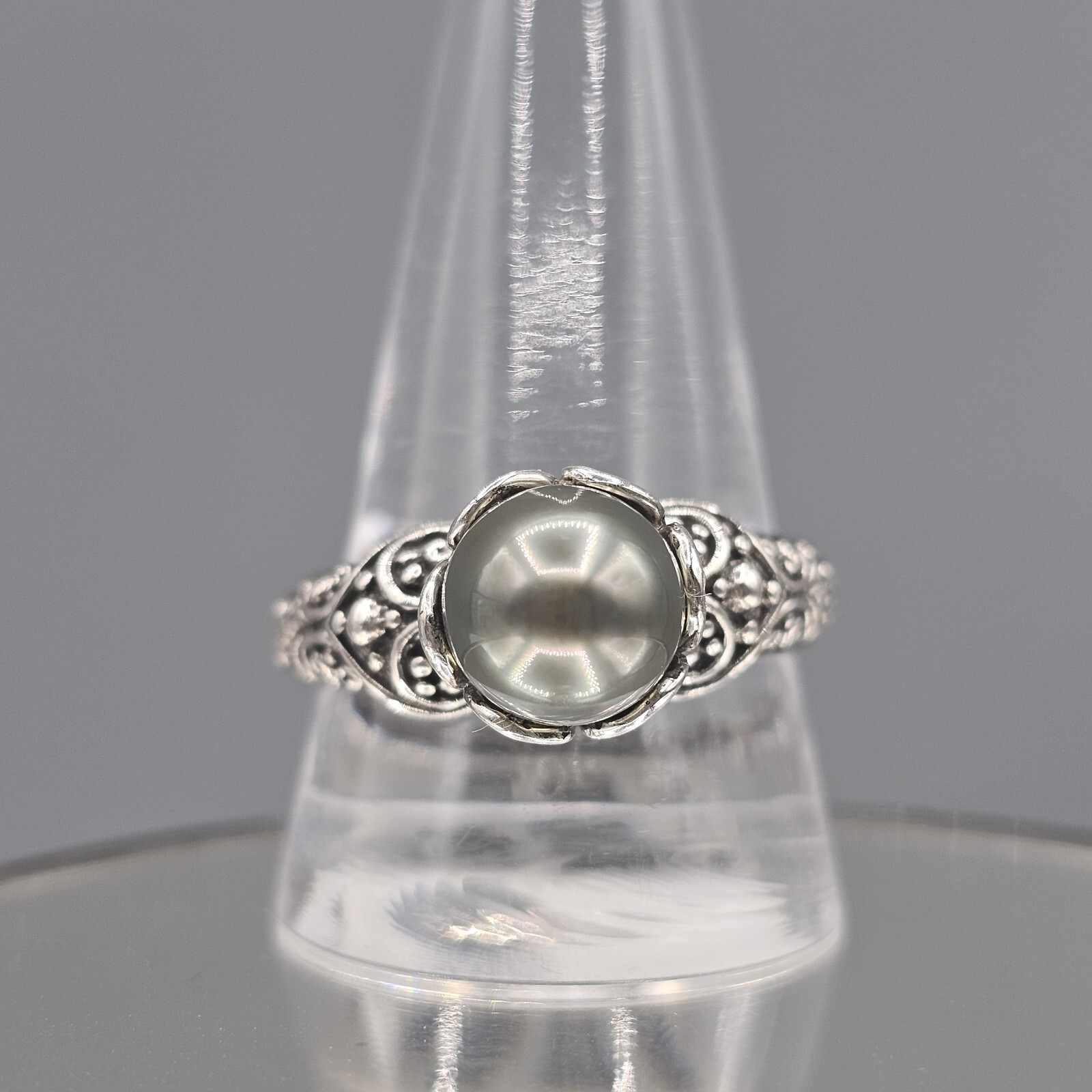 NWT Sarda Cultured Saltwater Pearl Sterling Silver Ring Bali Style Sz 12 JTV