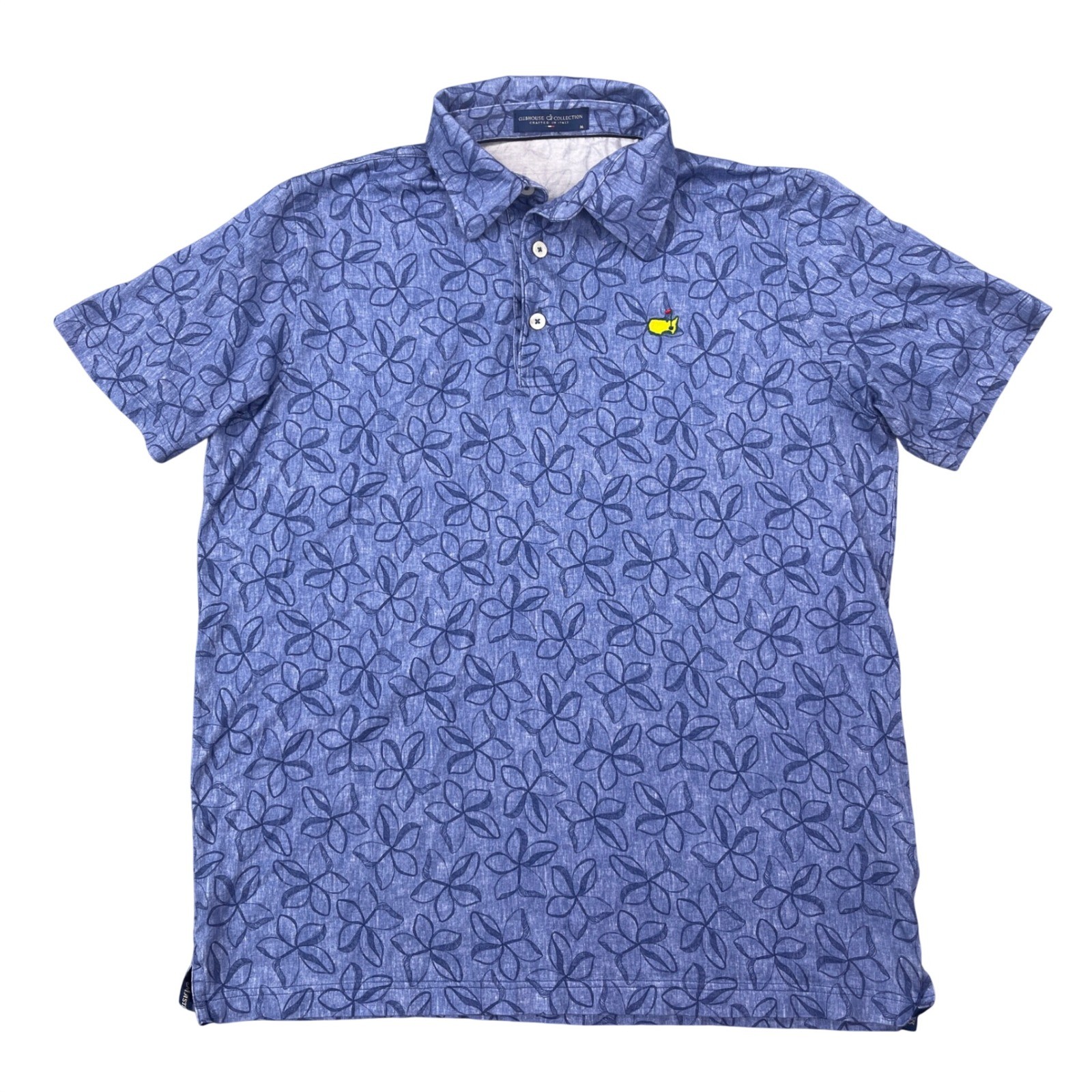 2026 Masters Clubhouse Collection Polo Shirt Mens M Blue Floral Azalea Italy