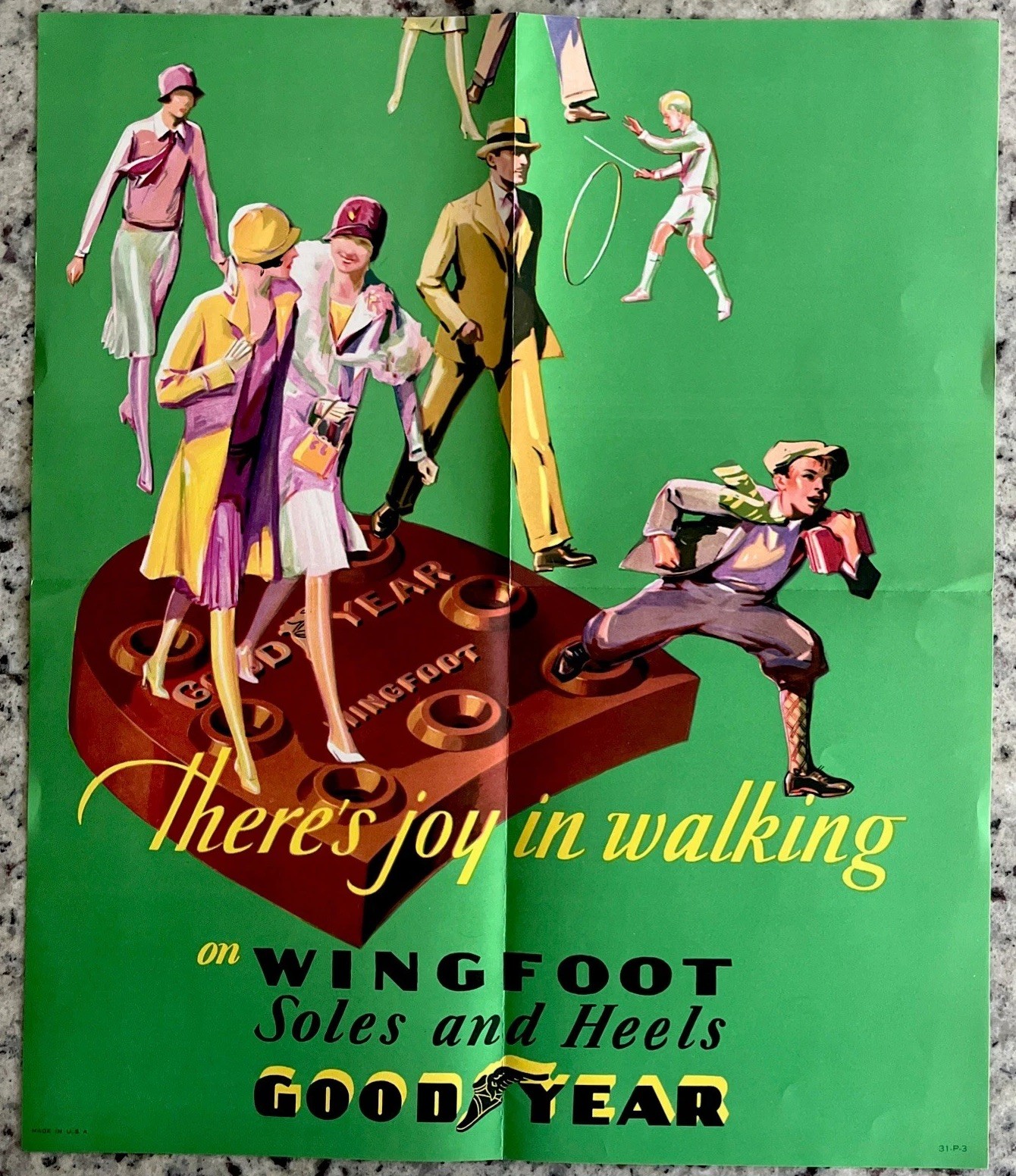 Vintage Original 1931 Goodyear Wingfoot Store Poster 14.25” X 17” Art Deco Sign