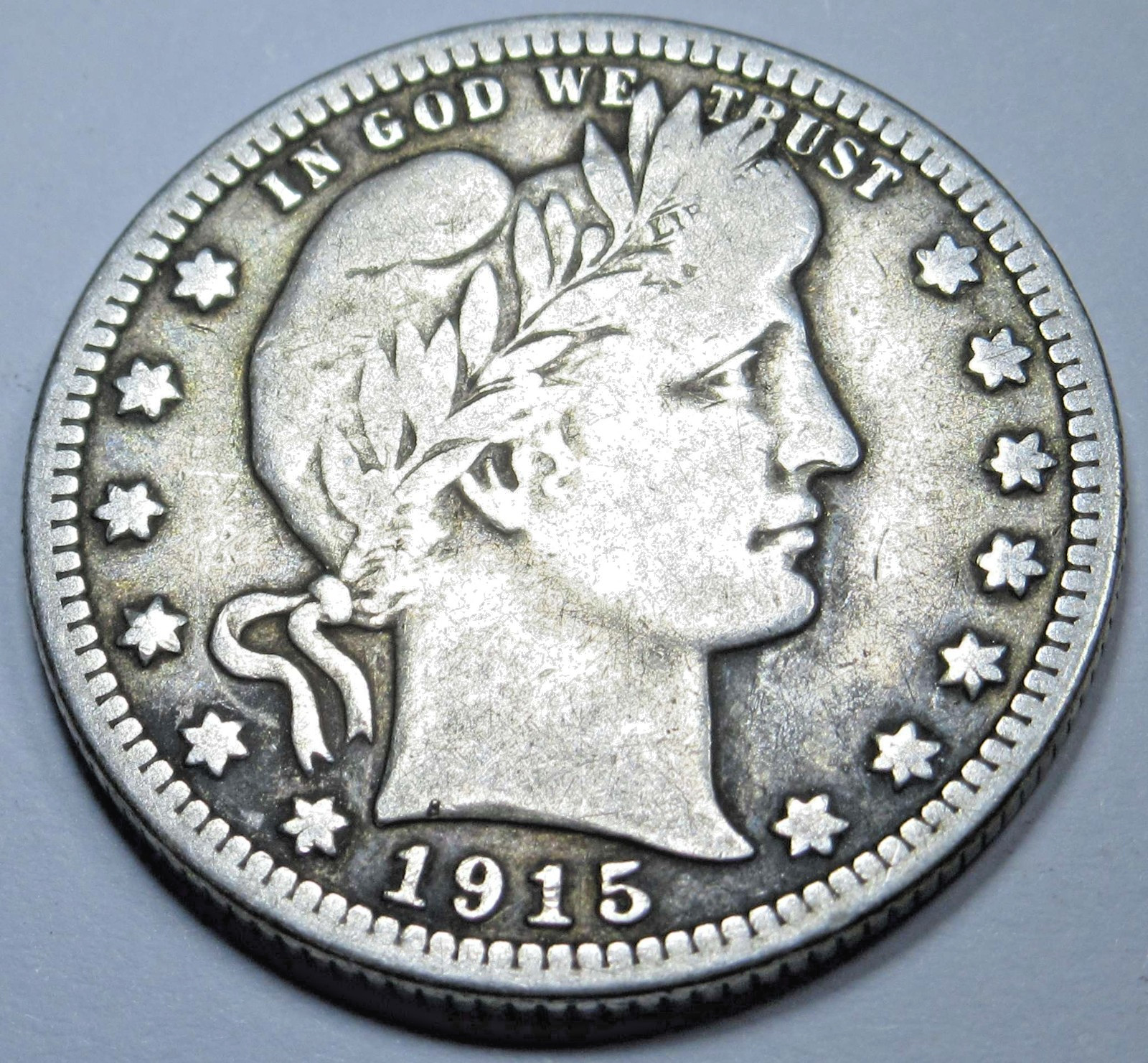 1915-D Barber Quarter Genuine Antique United States 25 Cent Silver 25C Coin