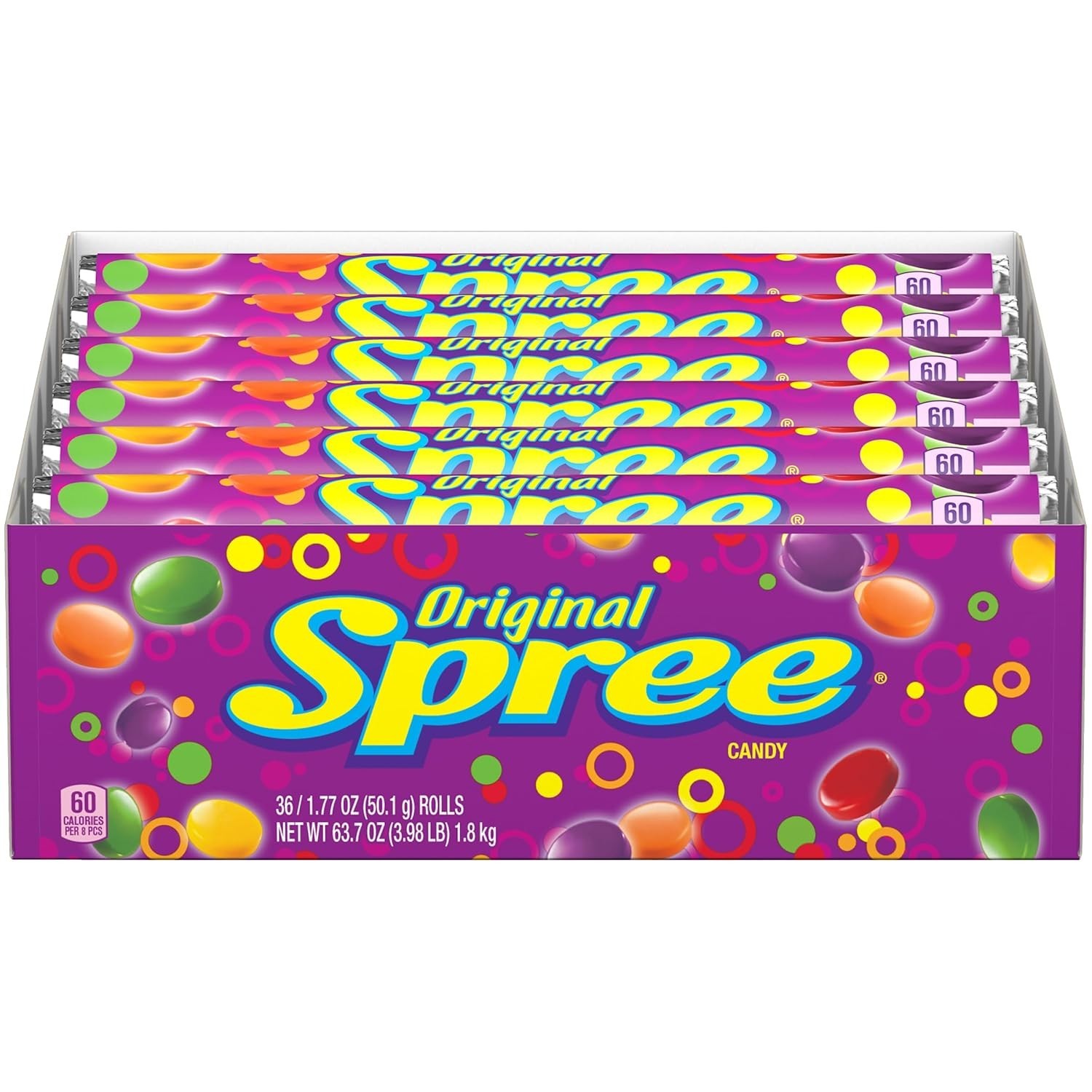 Wonka Spree Original Hard Candy, 1.77 Ounce Rolls (Pack of 36) Wonka Spree Original Hard Candy, 1.77 Ounce Rolls (Pack of 36)