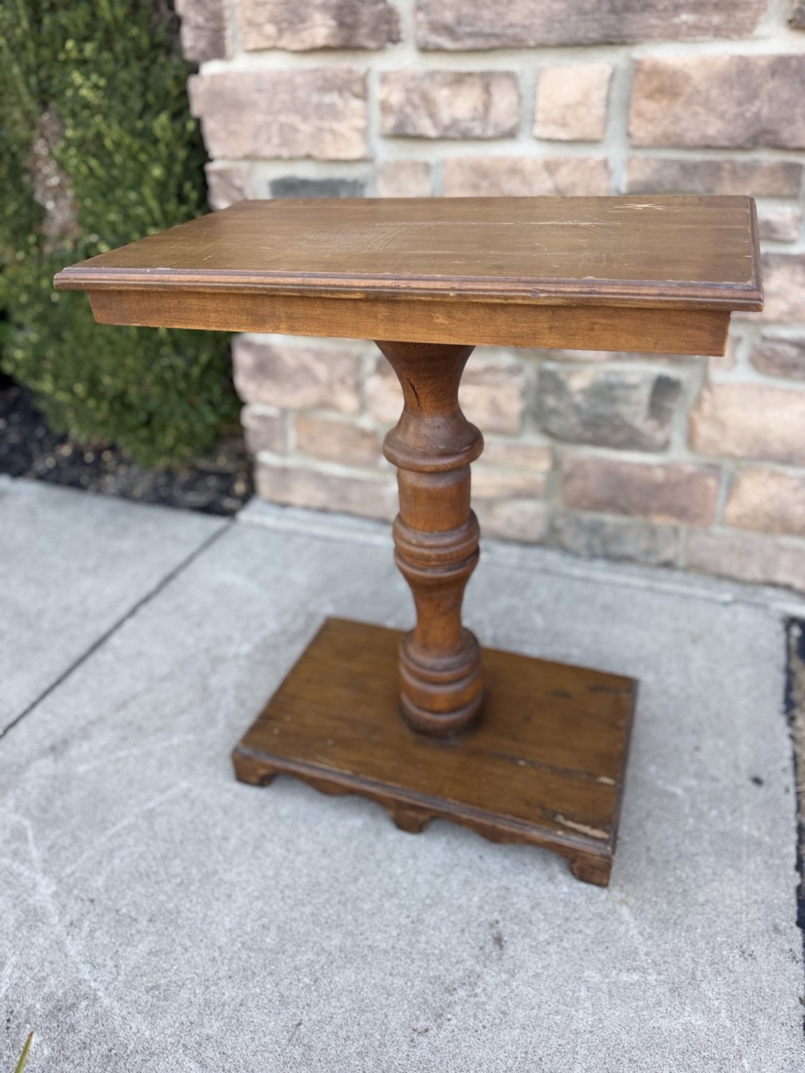 Vintage Wood Pedestal Side Accent Table Turned Column Local Pickup Vintage Wood Pedestal Side Accent Table Turned Column Local Pickup