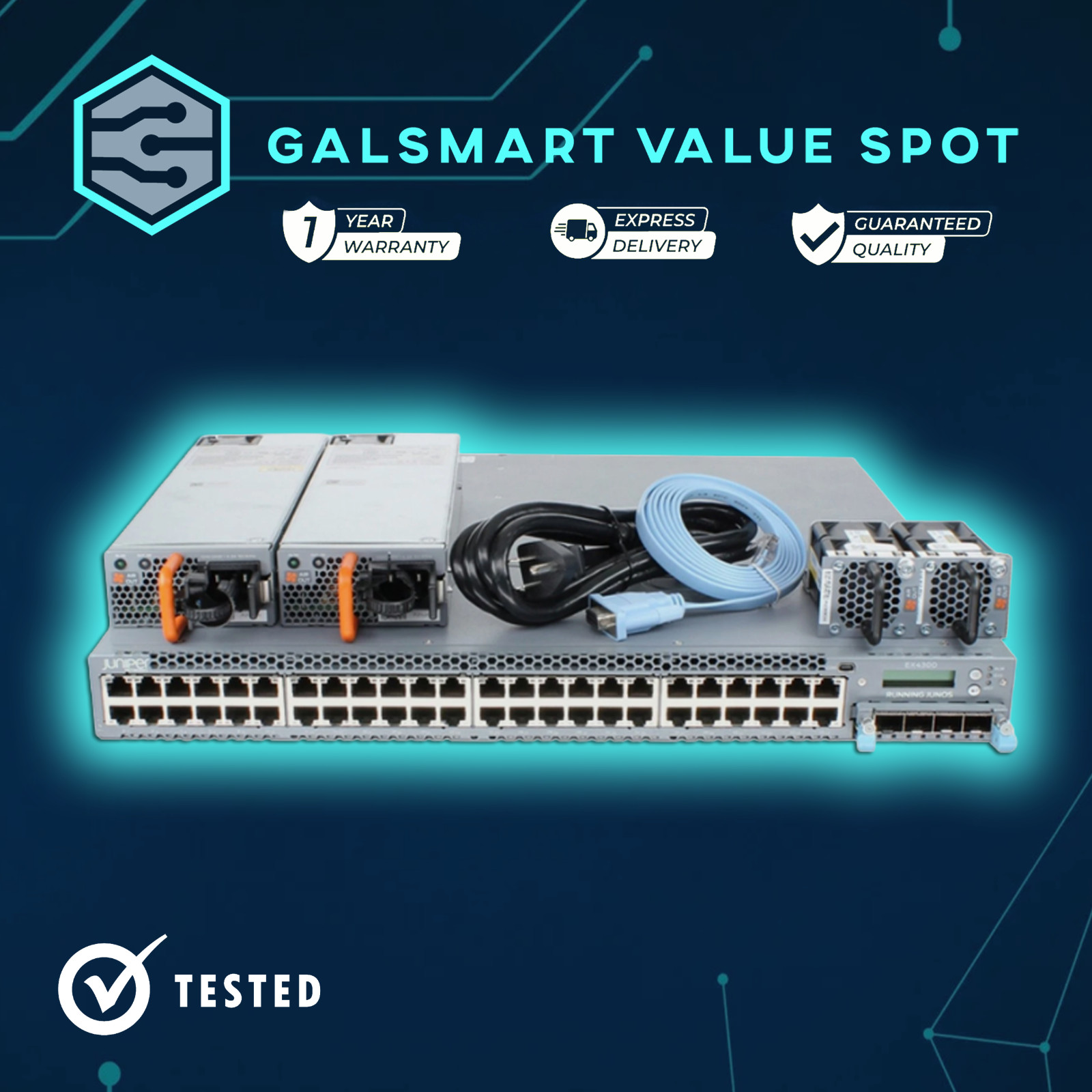Juniper EX4300-48T-AFO 48-Port 10/100/1000Base-T Switch+ Dual PSU w/EX-UM-4X4SFP