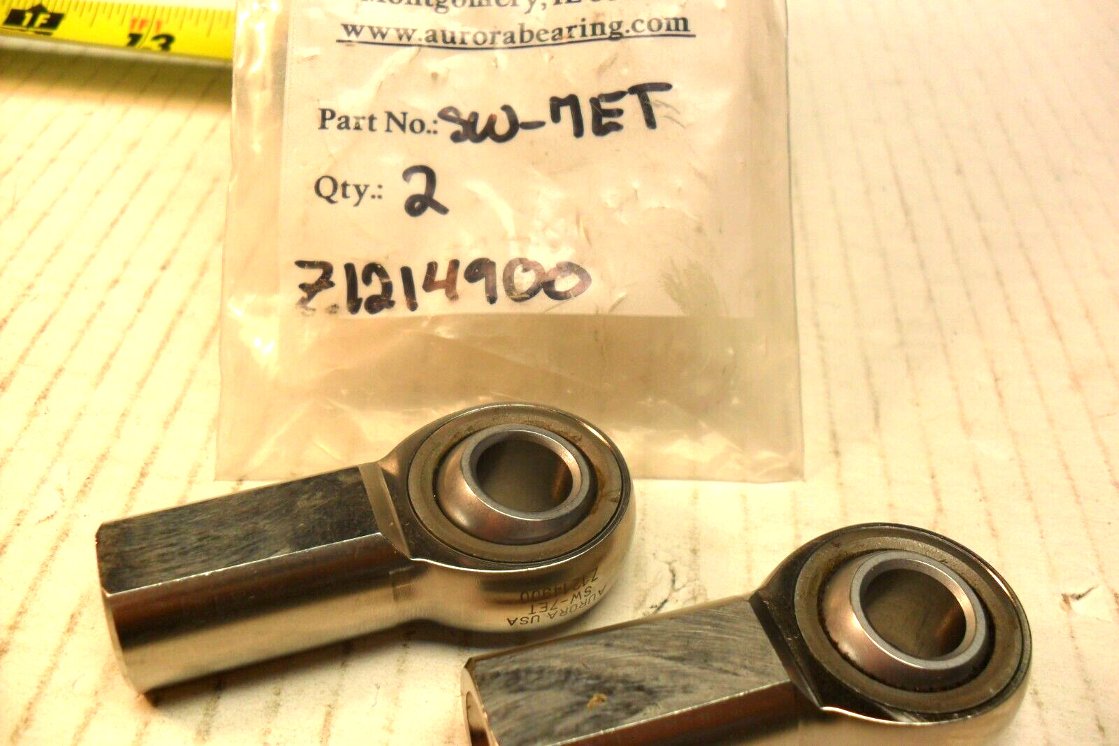 QTY 2 - Aurora rod end SW-7 ET, R-H Female,7/16-20,Bore 0.4375 in, New
