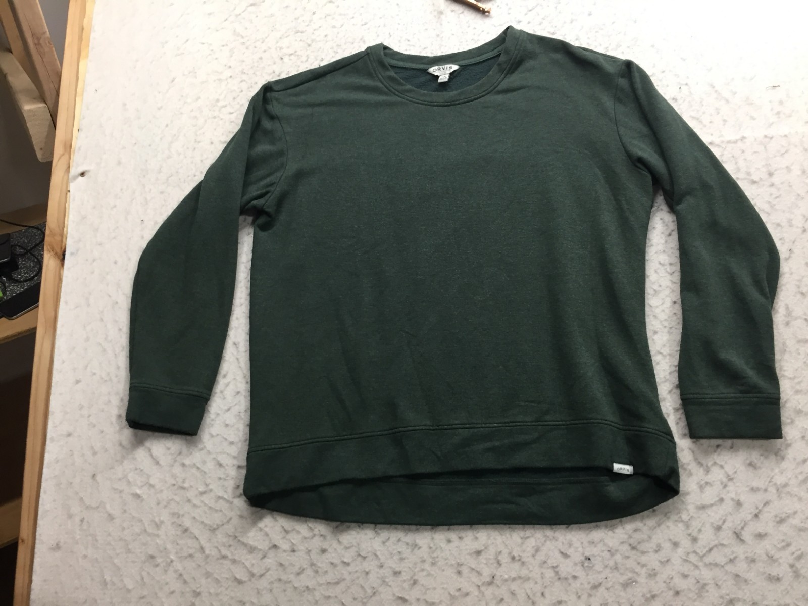 Orvis Sweatshirt Mens L Large Dark Green Crew Neck Long Sleeve Logo
