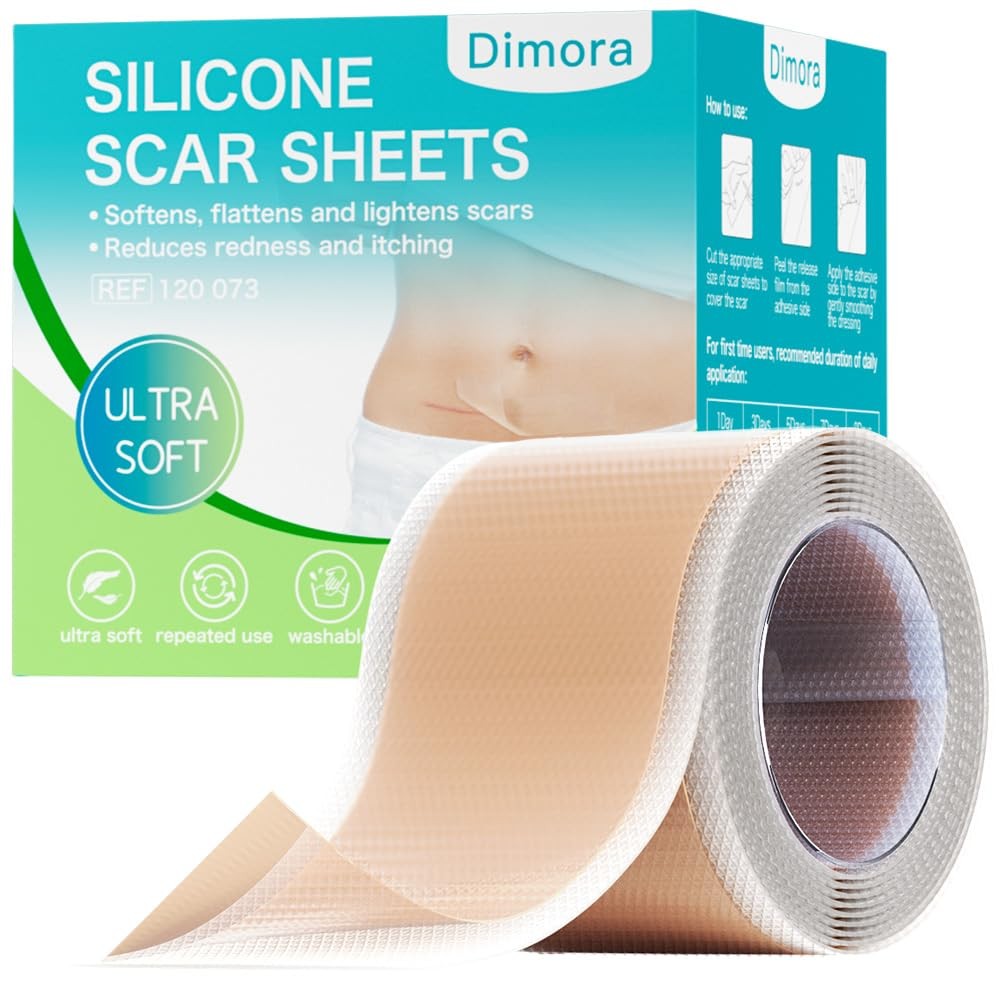 Dimora Medical Grade Silicone Scar Sheets -Ultra Soft Silicone Scar Tape 1.6”x60
