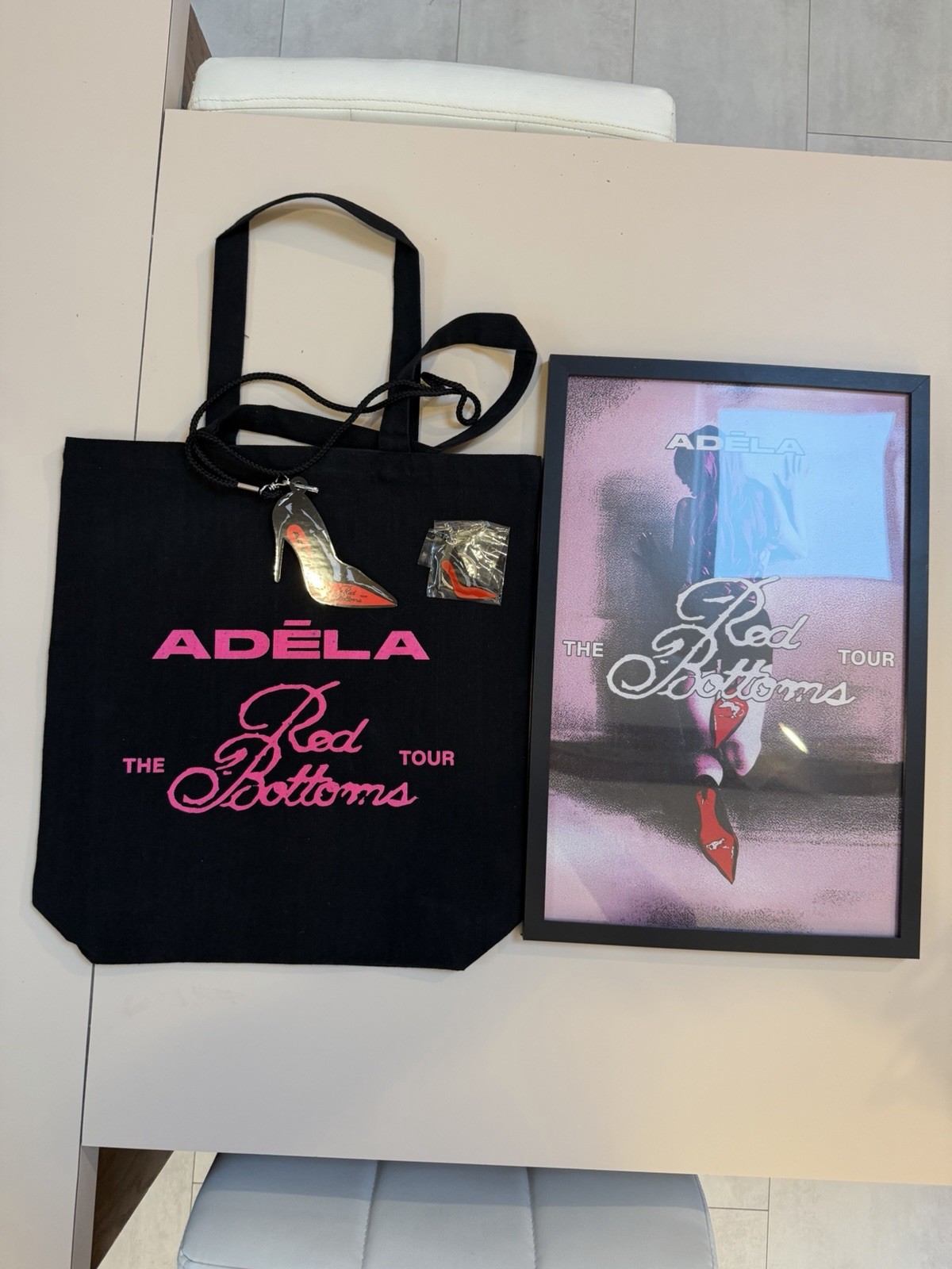 ADÉLA Red Bottoms Tour VIP Set QR Lanyard Framed Poster Tote Keychain RARE