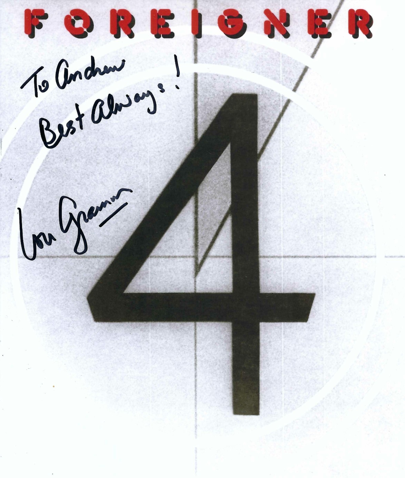 Foreigner Lead Singer Lou Gramm Signed Autographed 8x10 Photo To Andrew #1
