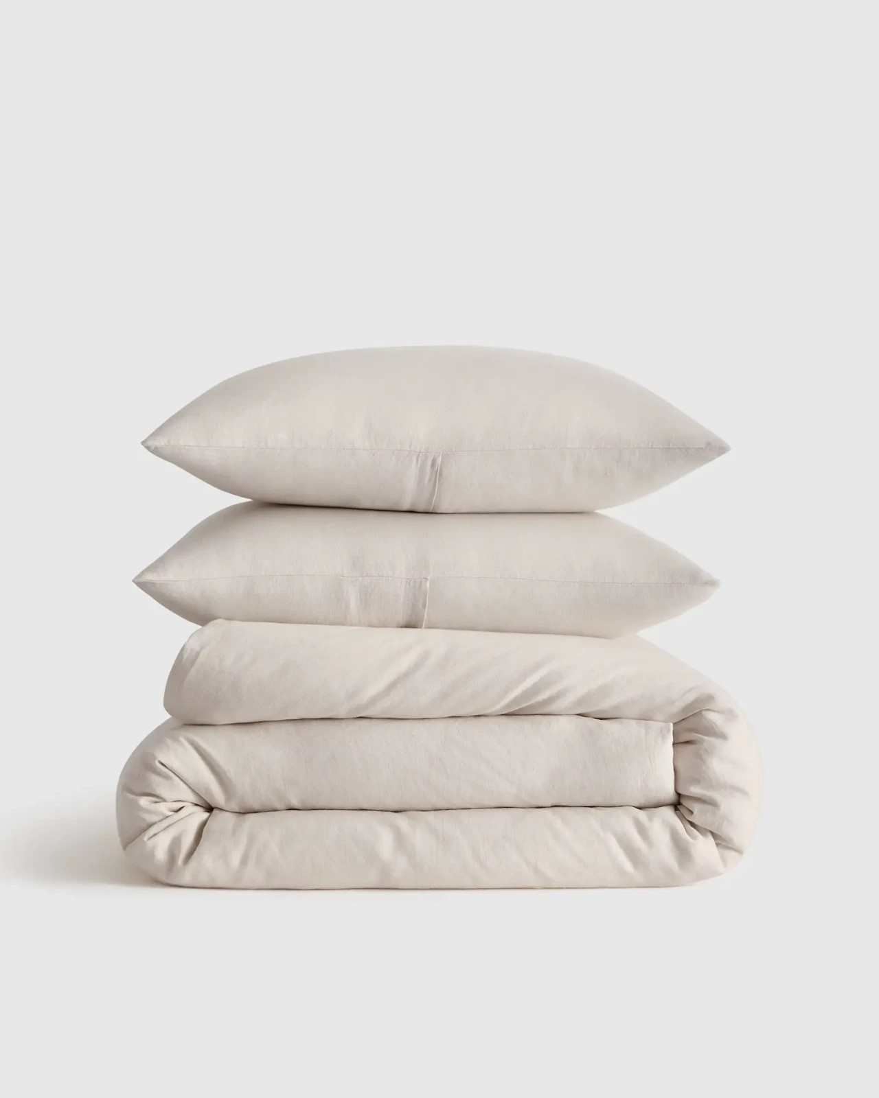 QUINCE EUROPEAN LINEN DUVET COVER SET King/Cal King In Sand 100% Flax Linen NWOT