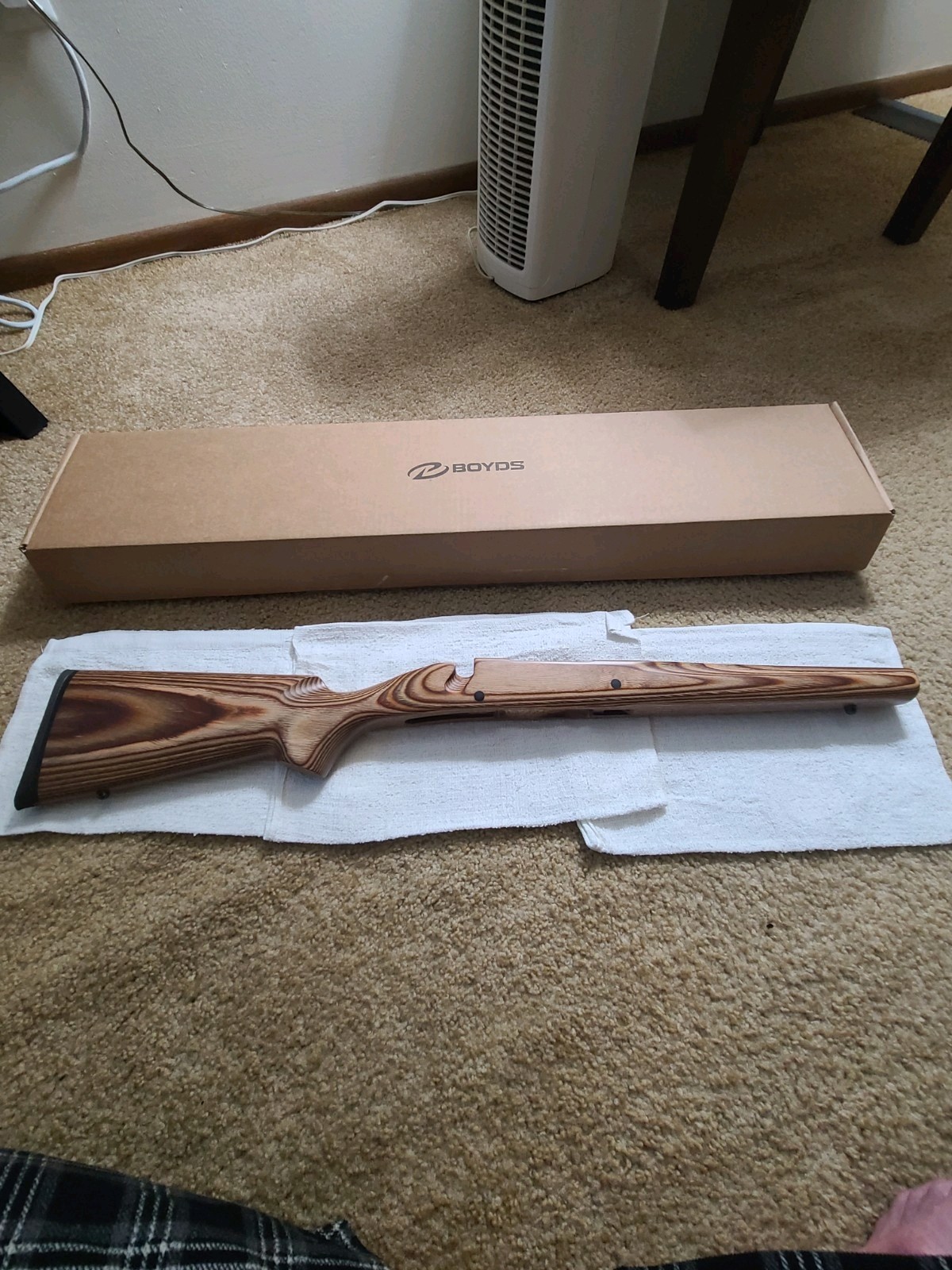 Ruger M77 Stock, Long Action, RH, Tang Safety, Wood Laminated Stock. 