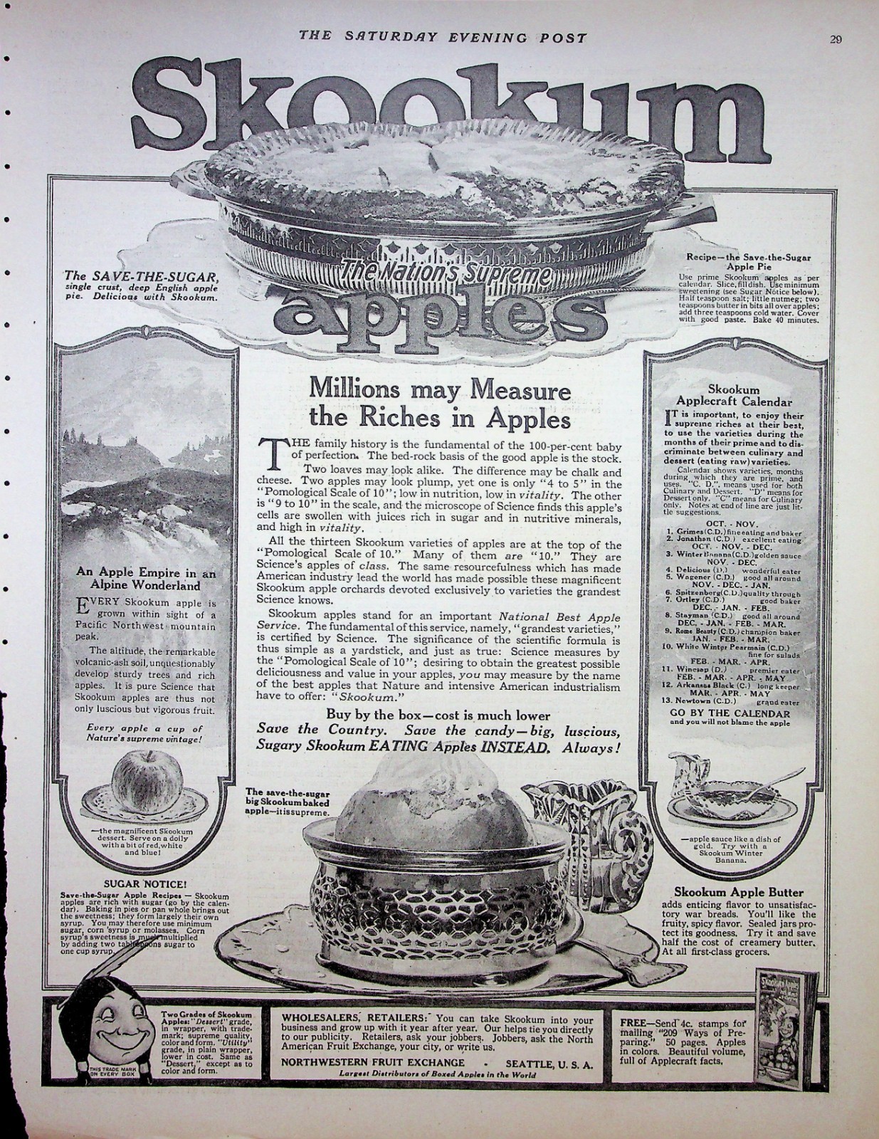 Original 1918 Vintage print AD: Skookum The Nations Supreme apples #Collective