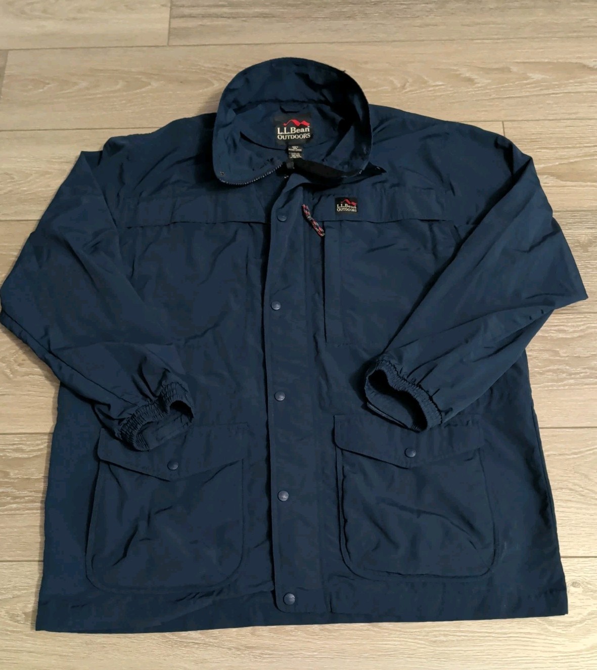 VINTAGE L.L. BEAN WATER RESISTANT WINDBREAKER JACKET NAVY MENS  SIZE XLARGE EUC