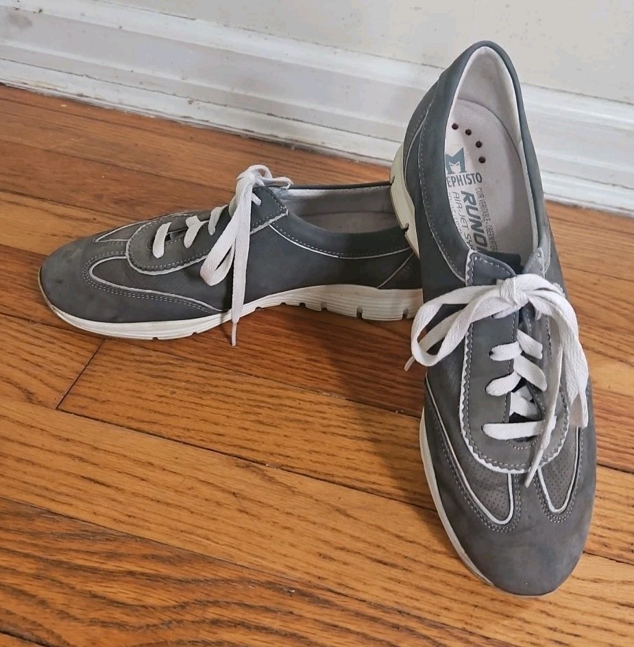 Mephisto Yael Runoff Air Jet System Sneakers Leather Gray Suede Women Size 9