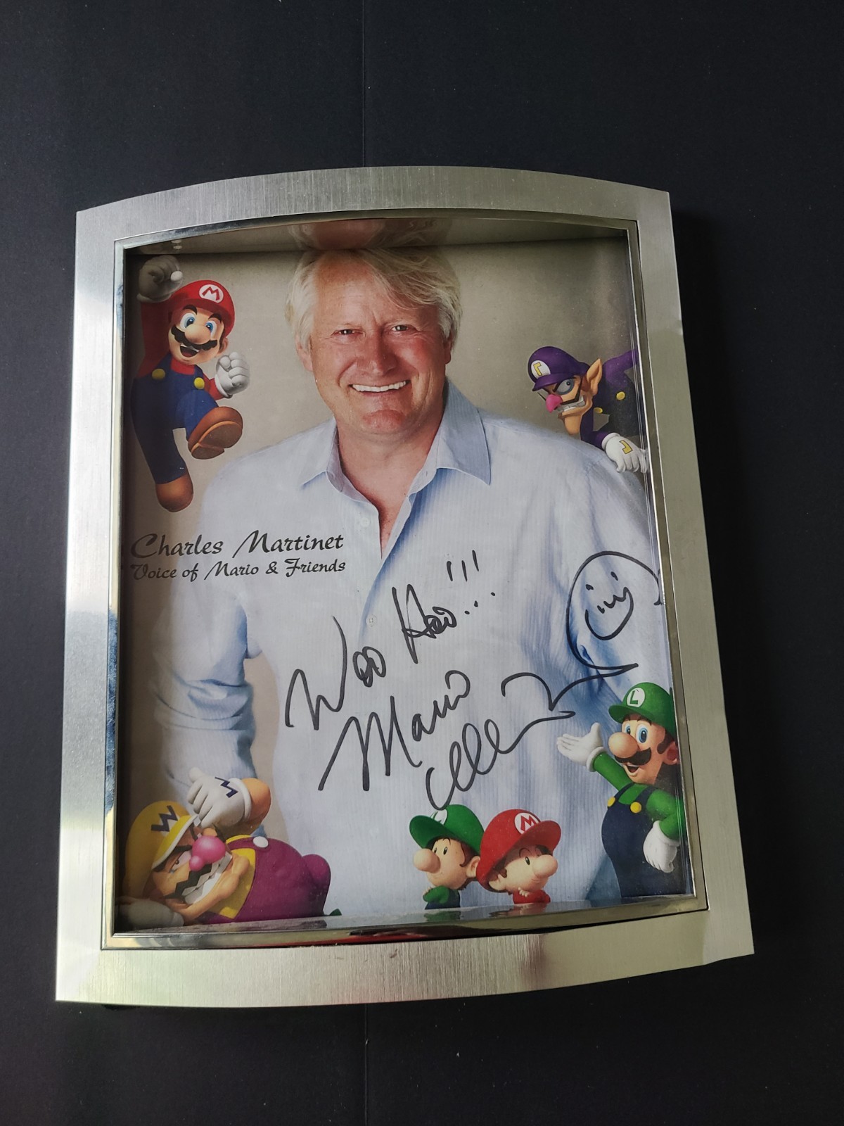 Framed Autographed Charles Martinet Signed Photo - Mario & Friends (2009)