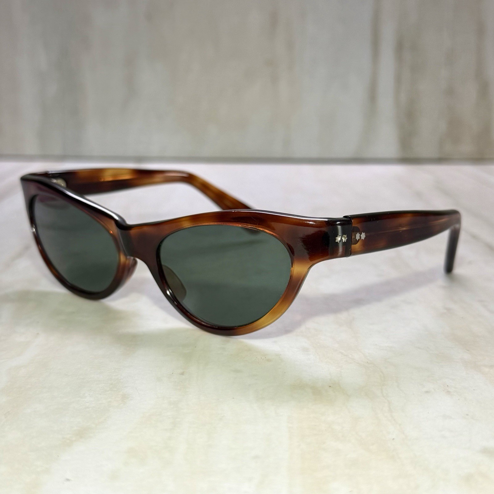 Vintage 1950s Cat Eye Sunglasses Tortoiseshell Acetate Frame France Mid Century