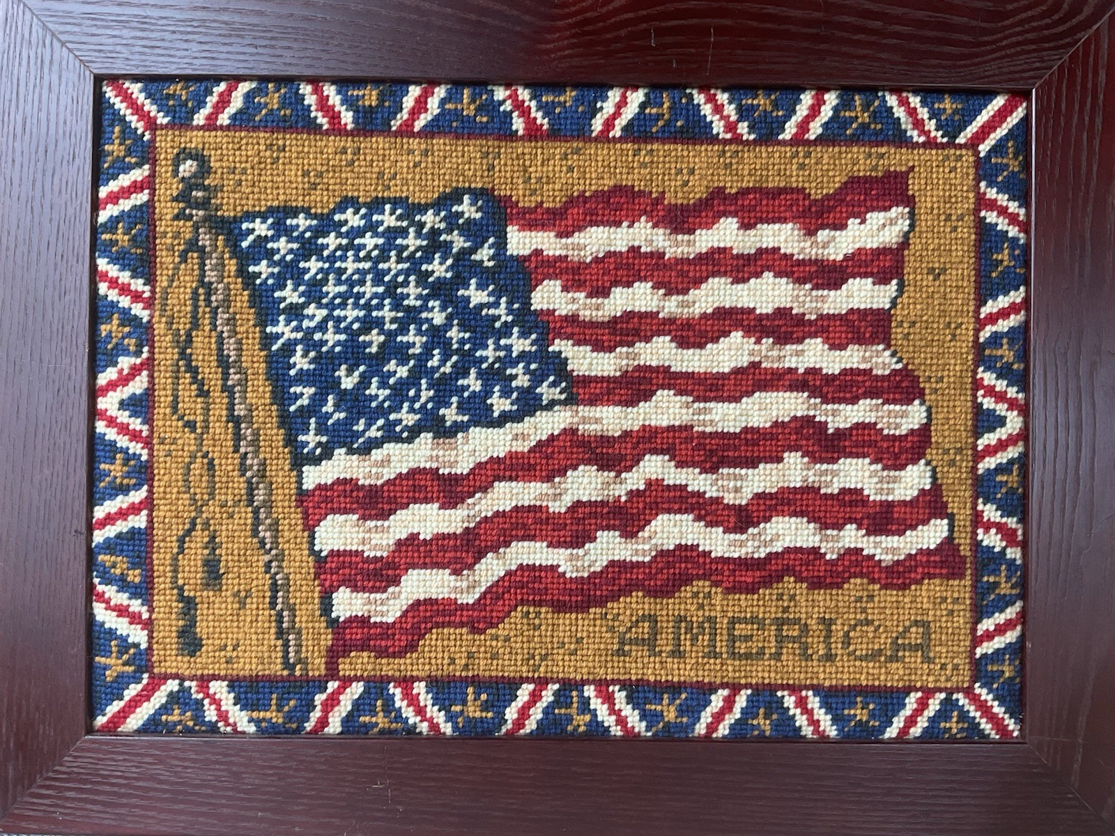 Vintage American Flag Needlepoint Picture - America🇺🇸🇺🇸🇺🇸