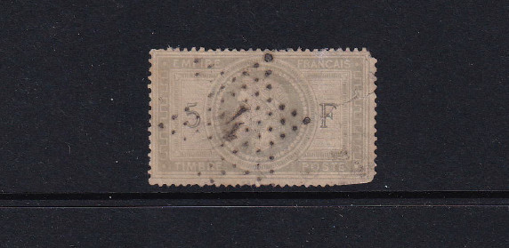 France 1869 5fr Napoleon Stamp; #37; Used; SCV $750; Only $25; Faults; Repairs France 1869 5fr Napoleon Stamp; #37; Used; SCV $750; Only $25; Faults; Repairs