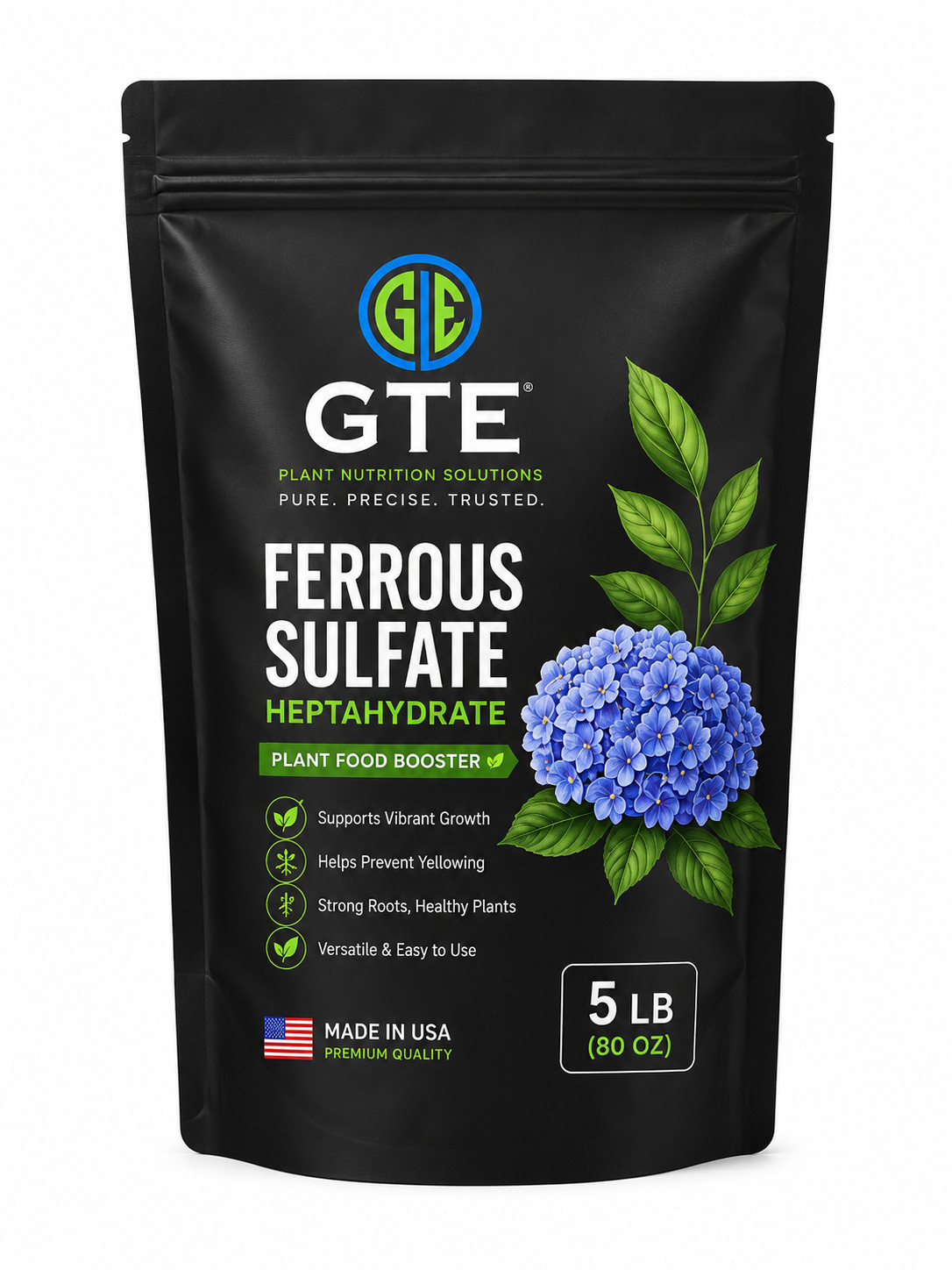 Ferrous Sulfate Iron Sulfate Water Soluble Powder  20% Iron 5 Pounds 