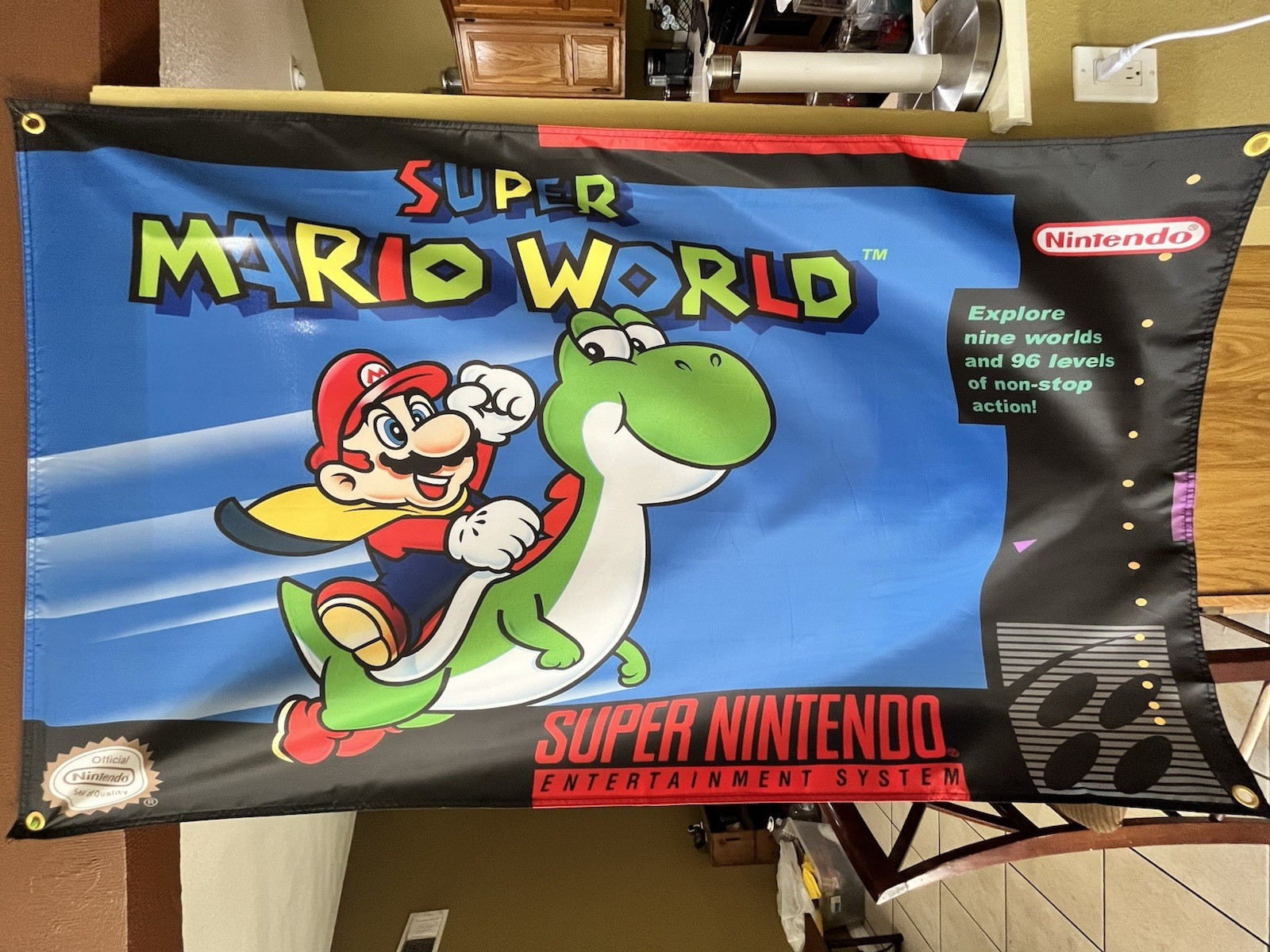 Super Mario World 5\' Flag Super Nintendo Entertainment System SNES 1991 Super Mario World 5\' Flag Super Nintendo Entertainment System SNES 1991