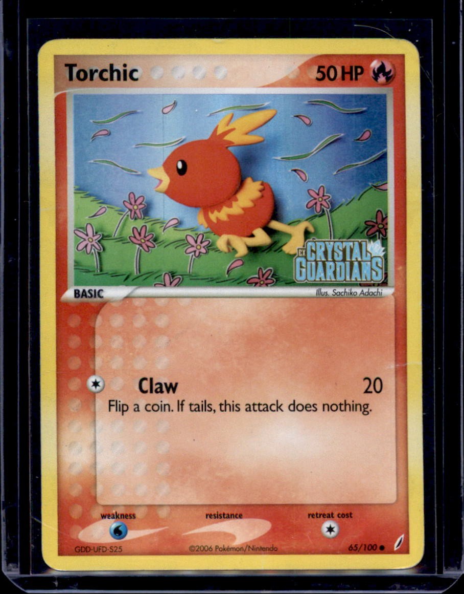 Torchic 65/100 Common Crystal Guardians Pokemon Reverse Holo Damaged