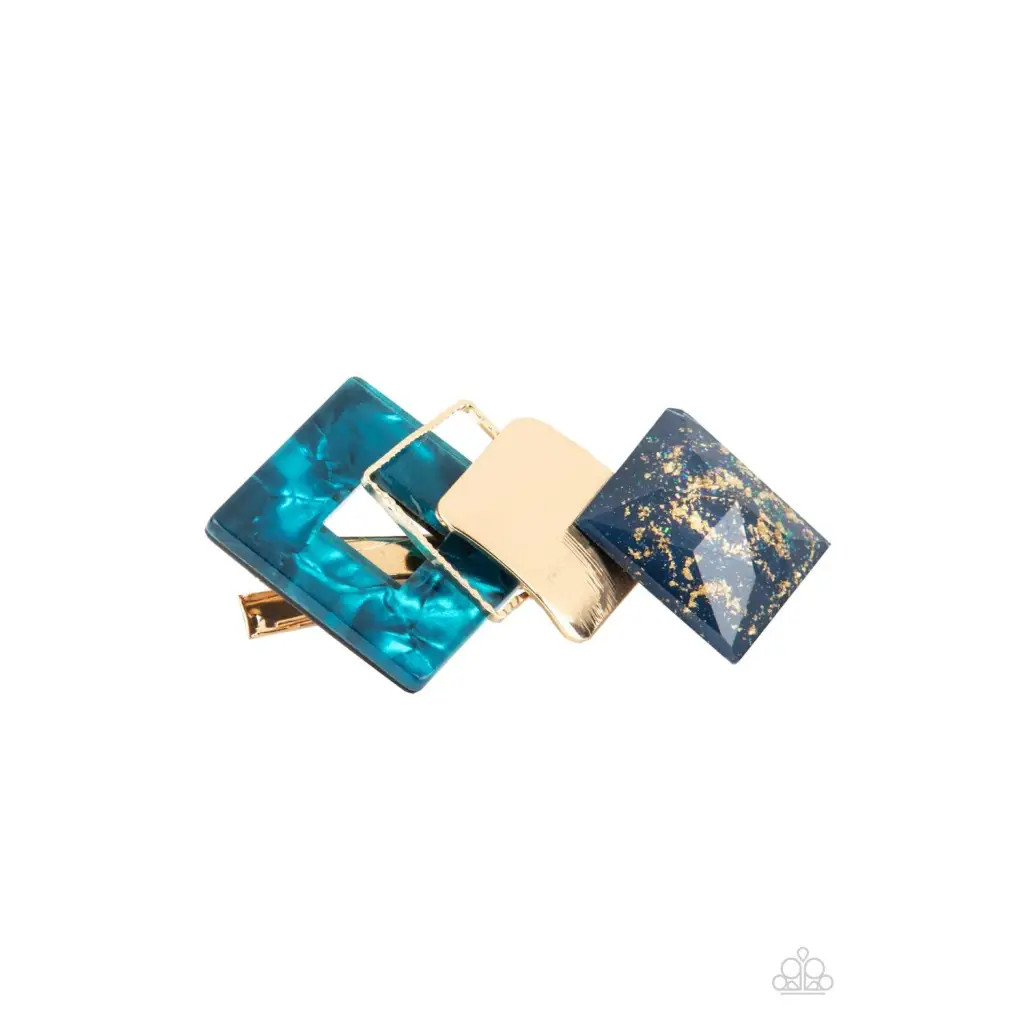 Paparazzi | Geometrically Gatsby - Blue Hair Clip Paparazzi | Geometrically Gatsby - Blue Hair Clip