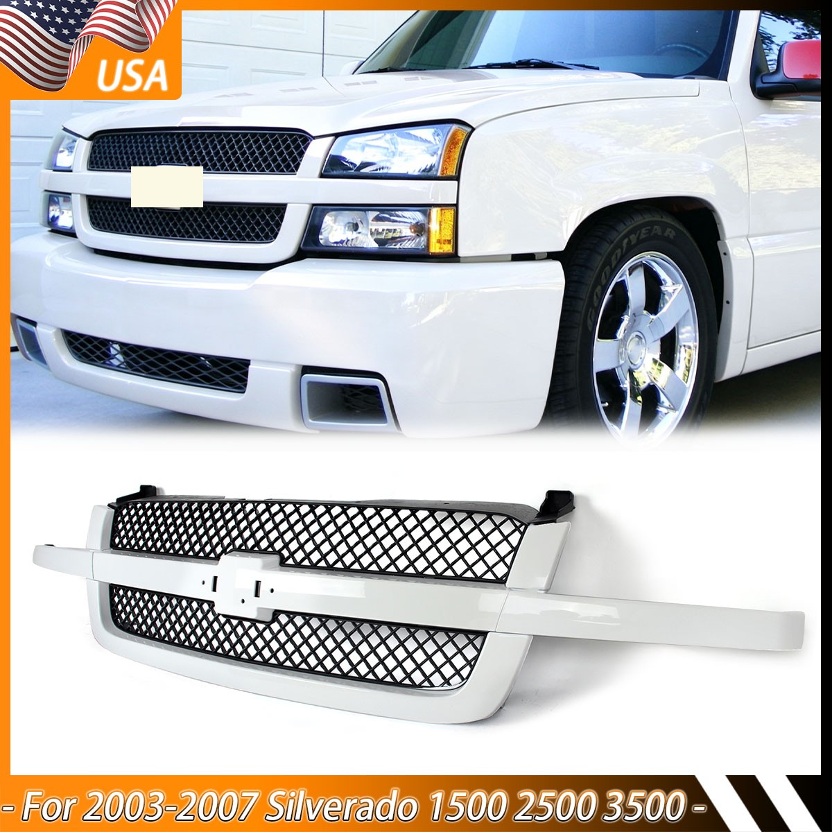 Summit White Front Bumper Grill For 2003-2007 Chevrolet Silverado 1500 2500 3500 Summit White Front Bumper Grill For 2003-2007 Chevrolet Silverado 1500 2500 3500