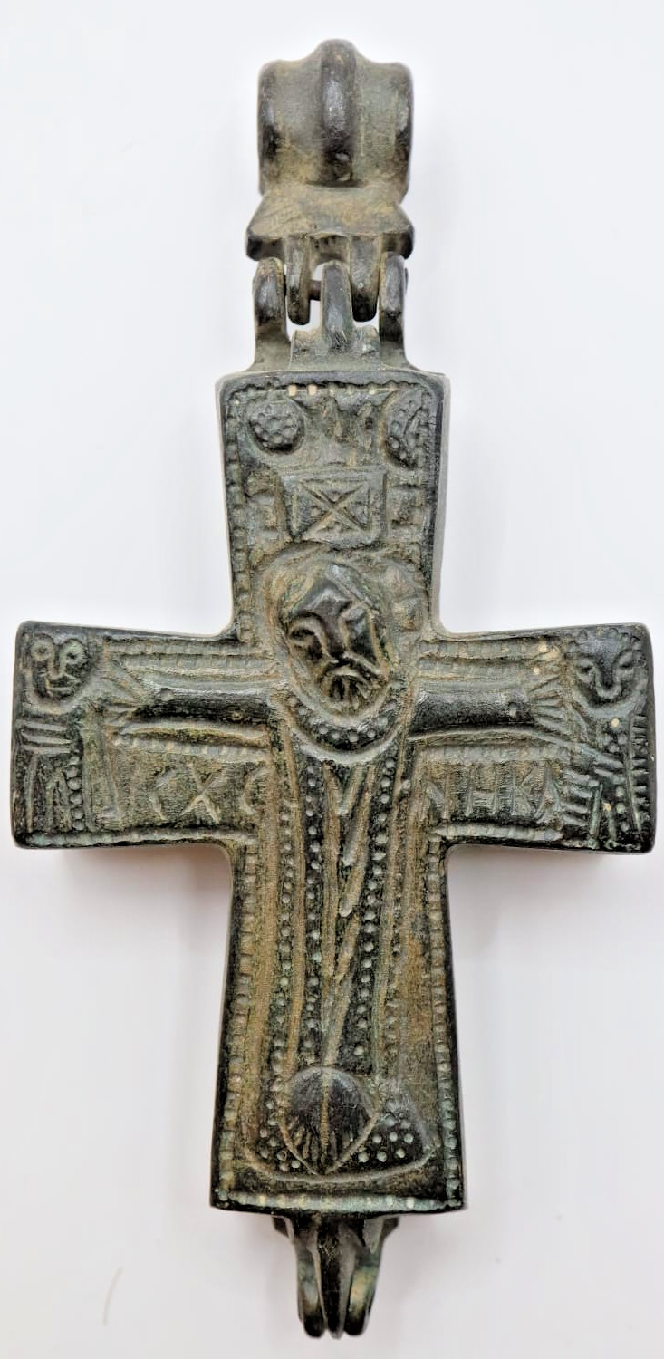 Large Byzantine Bronze Reliquary Pendant Cross.   Circa 10th-12th century A.D.