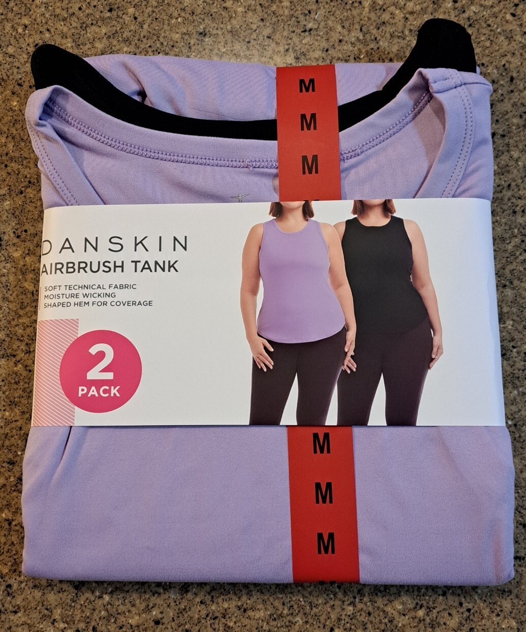 NEW Danskin Women\'s 2 Pack Moisture Wicking Airbrush Tank Size Medium