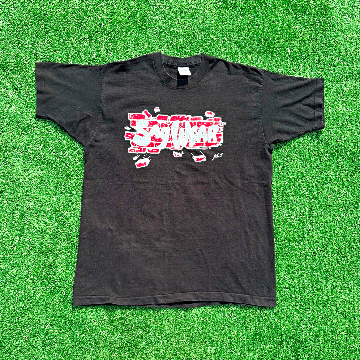 Vintage Black Sag Wear Urban Skate Streetwear Brick Wall Tee Size XL Vintage Black Sag Wear Urban Skate Streetwear Brick Wall Tee Size XL