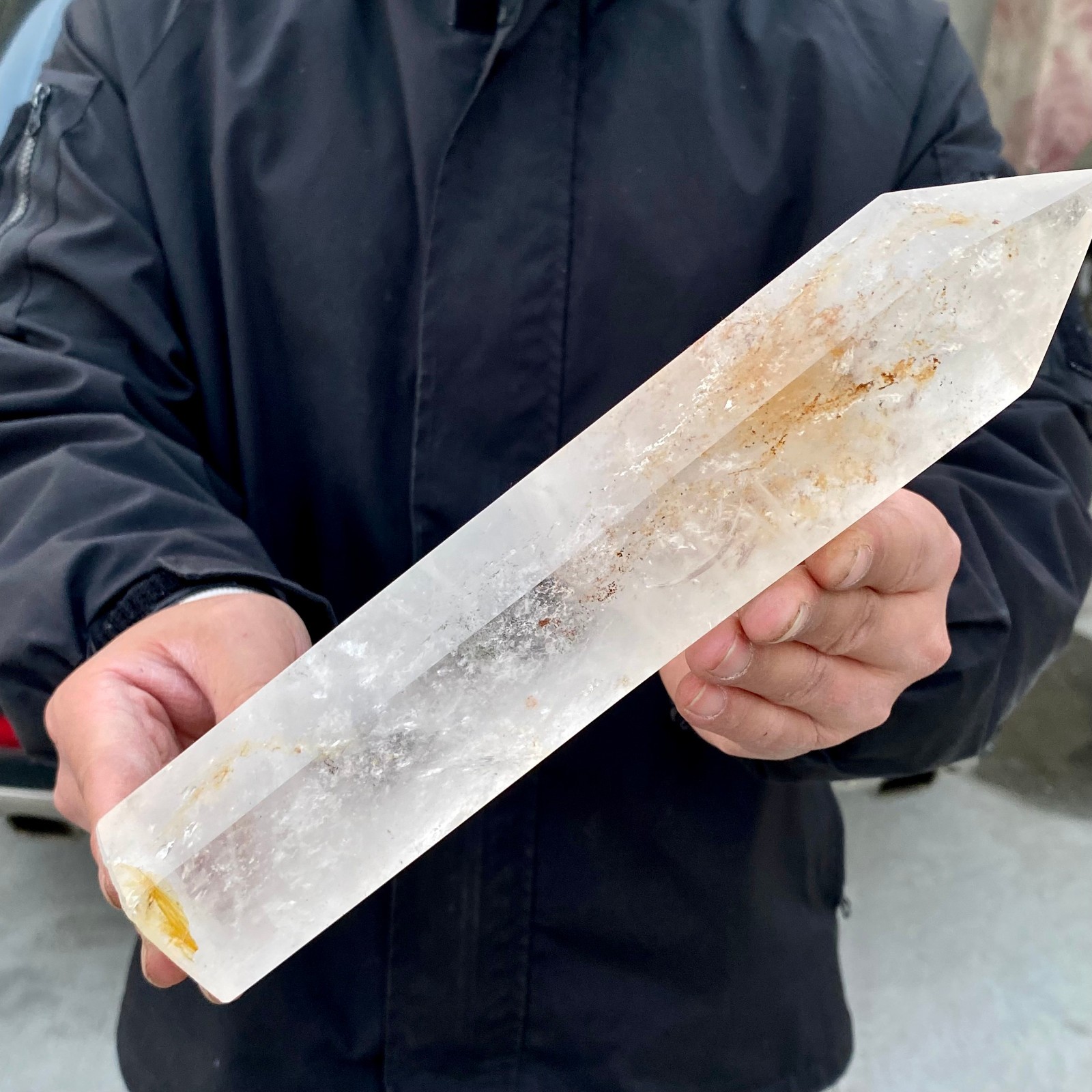 3.28LB  Large Natural Clear White Crystal Obelisk Transparent Quartz Energy