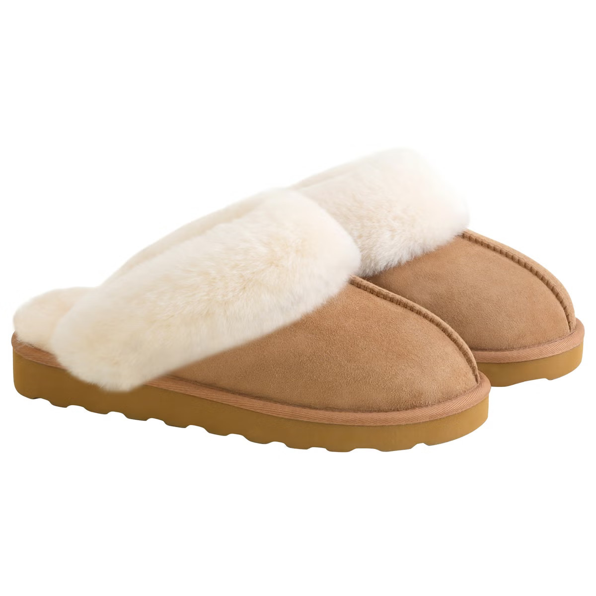 Kirkland Signature Women's Genuine Shearling Slipper Tan Chestnut Cozy Size 6-11