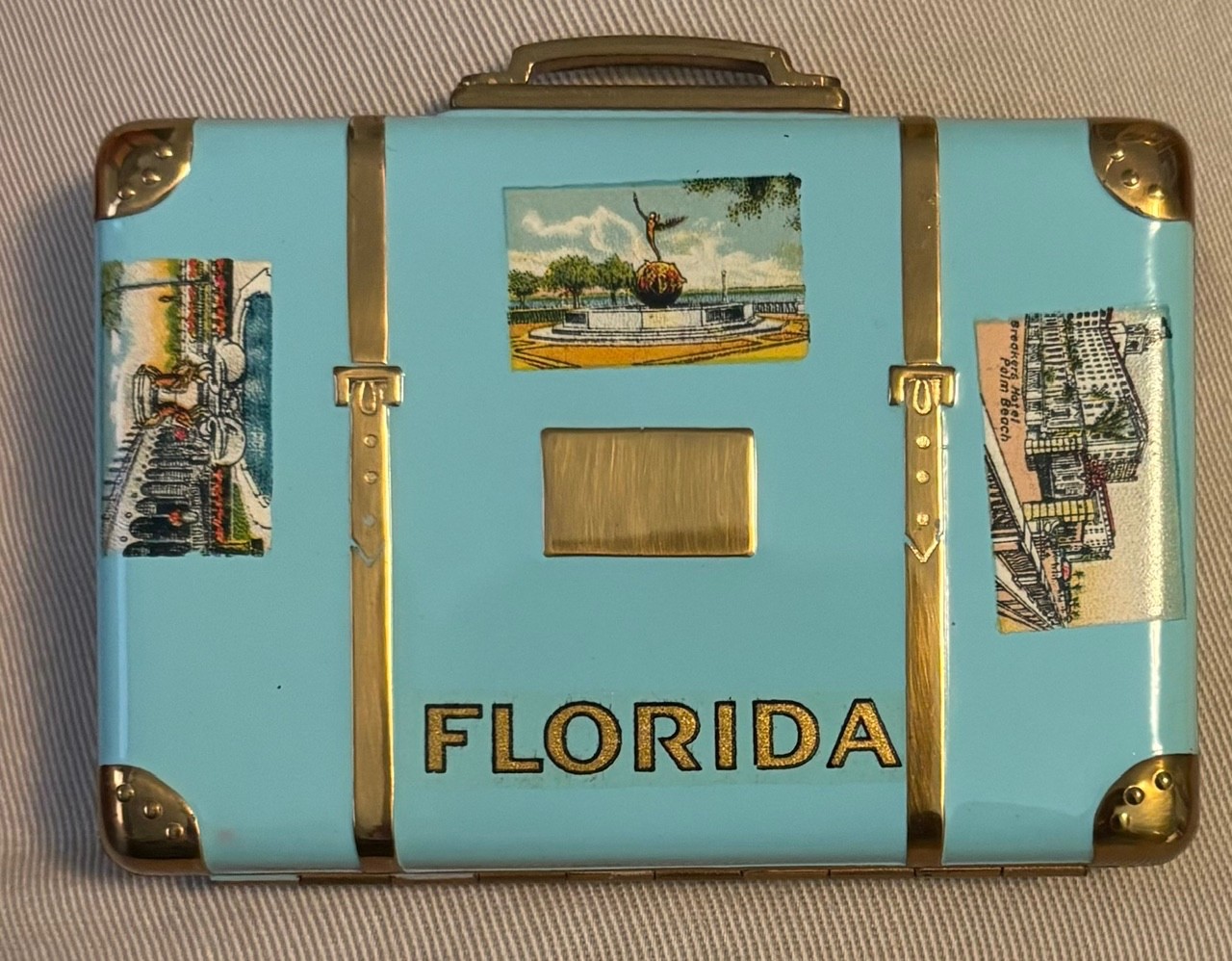 Vintage 1950s Florida Souvenir Suitcase Style Compact BEAUTIFUL