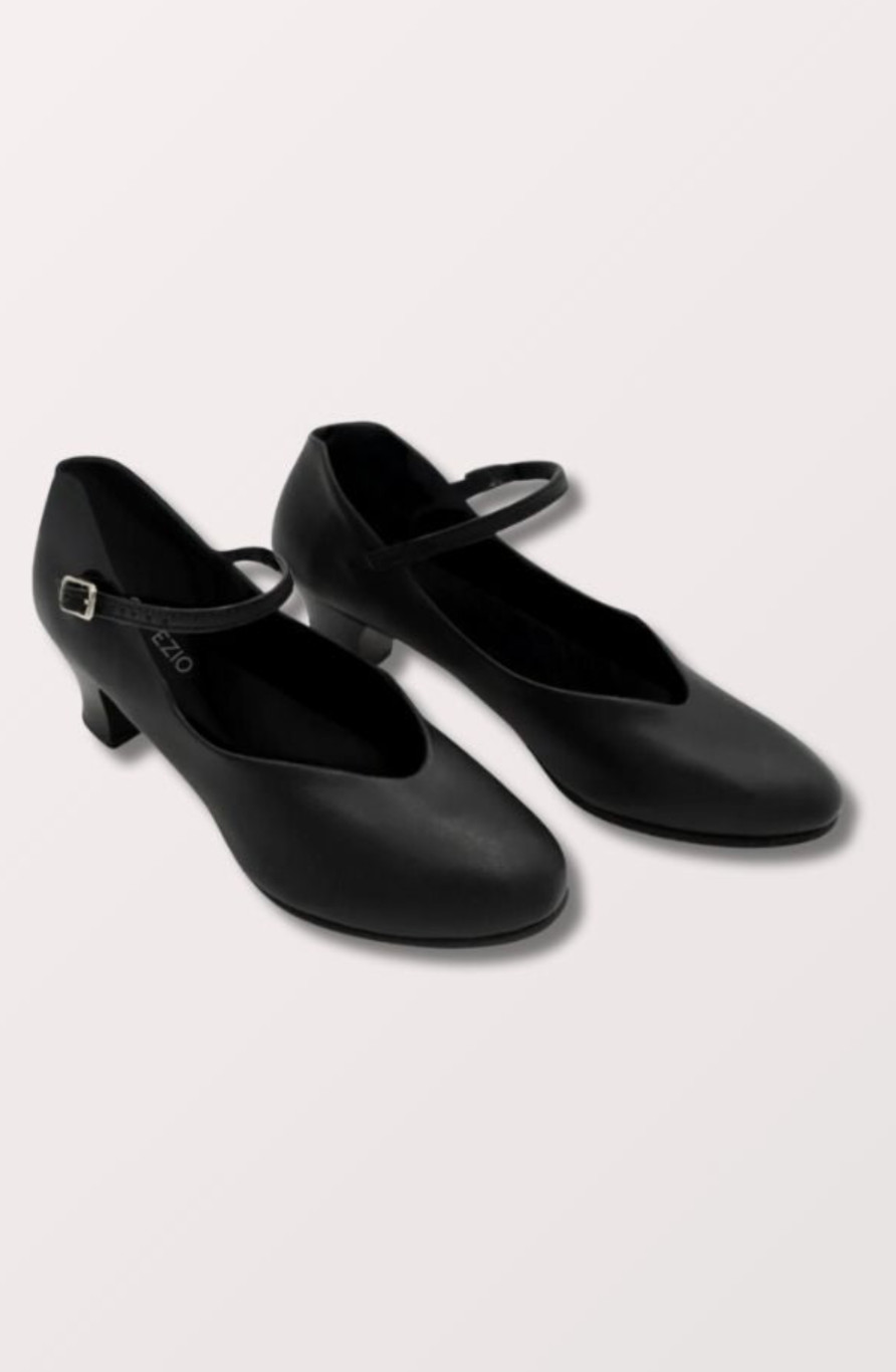 NIB Capezio Adult Jr. Footlight Character Shoes (1.5 Inch Heel) in Black (550)
