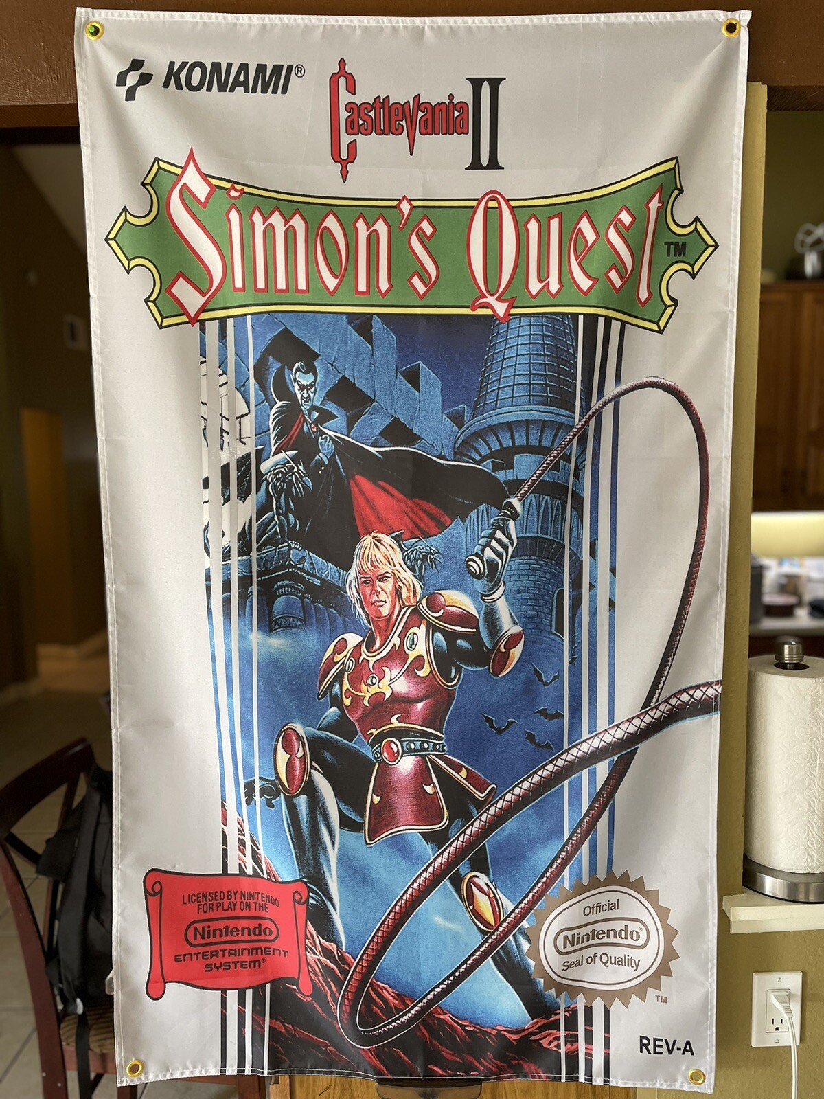 CASTLEVANIA II Simon\'s Quest 5\' Nintendo NES Box art Flag Poster Konami Belmont CASTLEVANIA II Simon\'s Quest 5\' Nintendo NES Box art Flag Poster Konami Belmont
