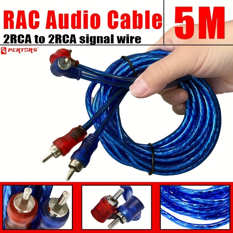 16ft Car RCA Audio Cable Signal Wire Twisted OFC Copper Wire 2 Channel 14FT Home