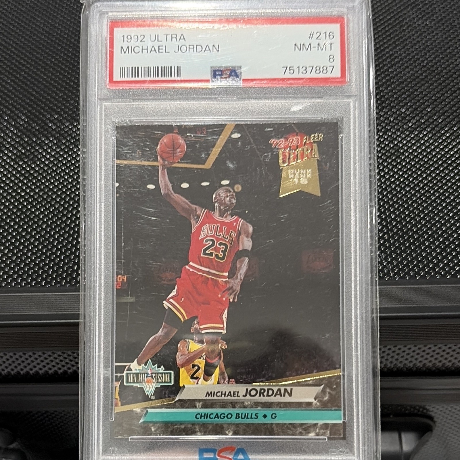 Fleer Ultra 1992-93 Michael Jordan Dunk Rank Top 20 Jammer #216 PSA 8 Bulls Fleer Ultra 1992-93 Michael Jordan Dunk Rank Top 20 Jammer #216 PSA 8 Bulls