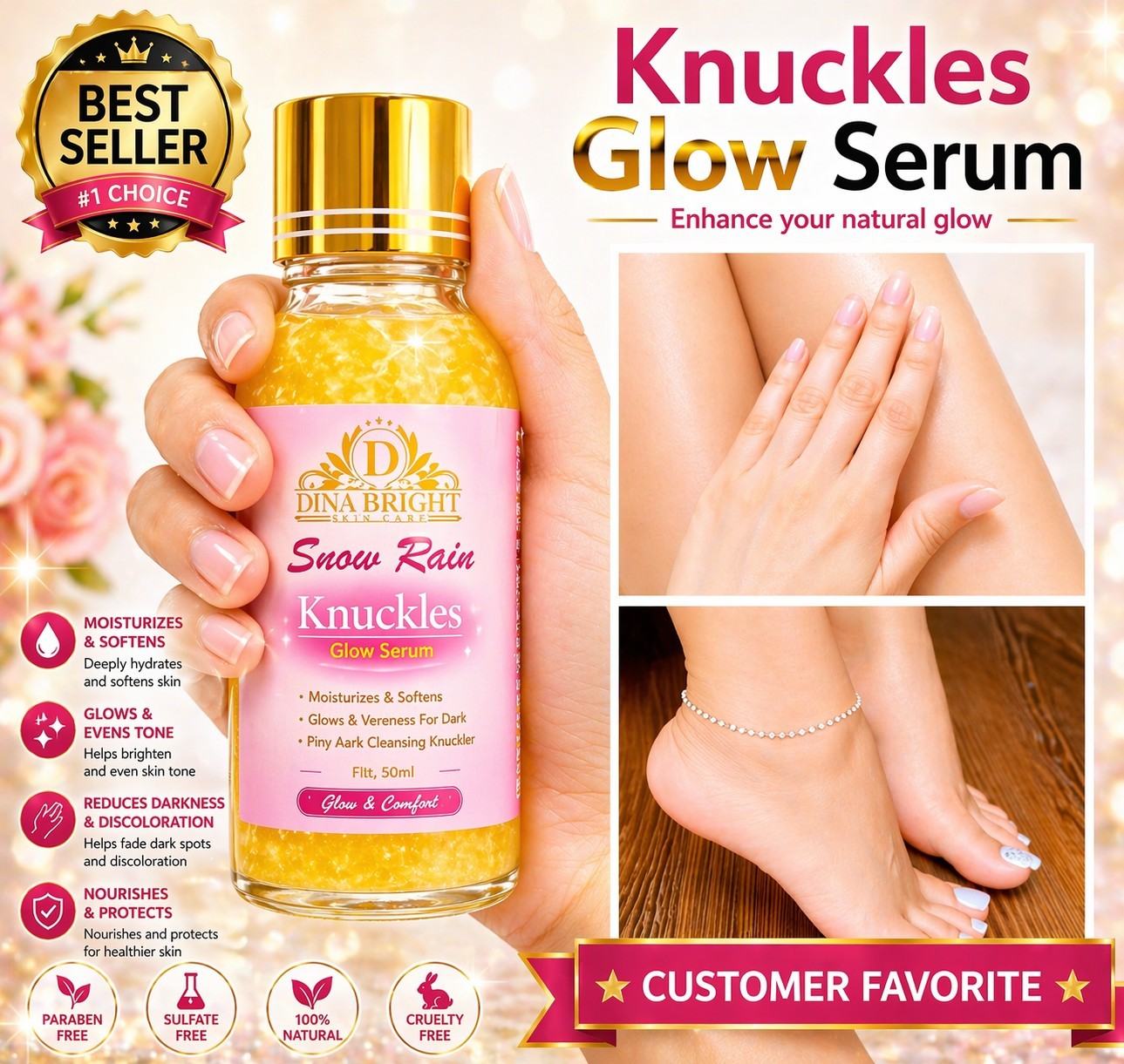 50x STRONG KNUCKLES SERUM 7DAYS FAST RESULTS FOR STUBBORN AREAS HANDS &FEET. 