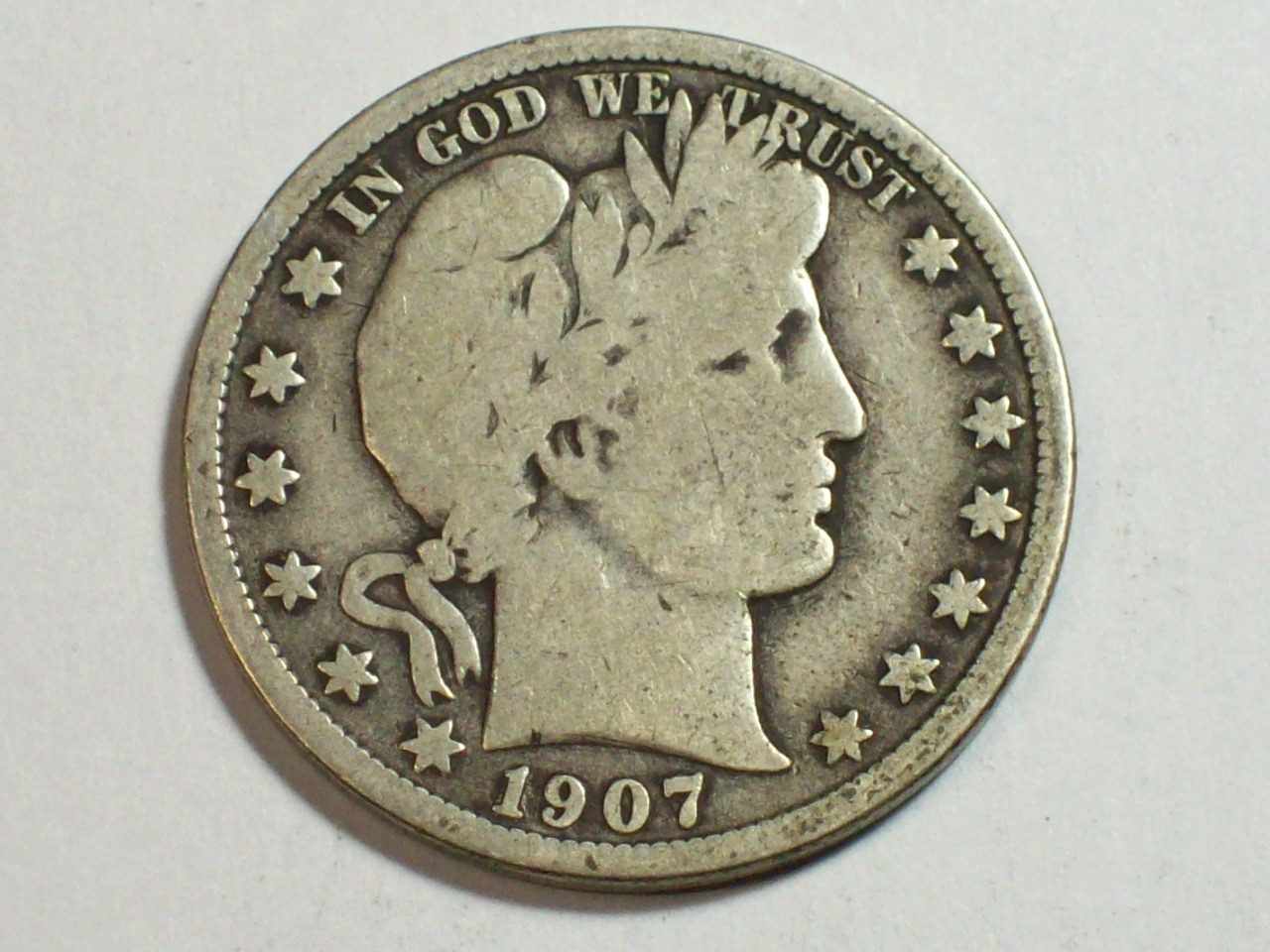 1907-D Barber Half Dollar    VG      SN9024