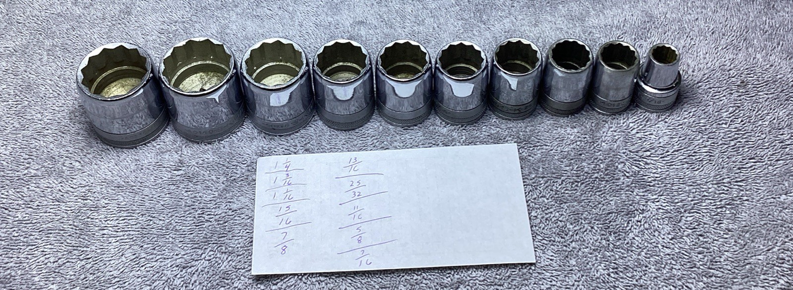 10 VTG. S-K WAYNE 1/2” DRIVE, 12 PT. BULLET NOSE STANDARD SOCKETS 10 VTG. S-K WAYNE 1/2” DRIVE, 12 PT. BULLET NOSE STANDARD SOCKETS