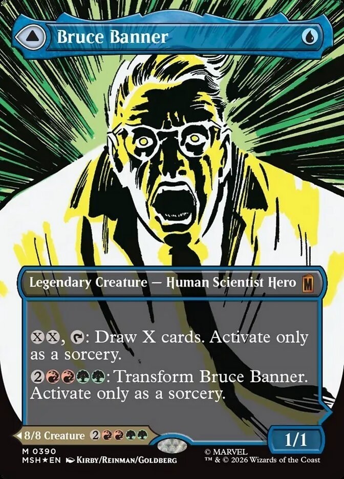 Bruce Banner (Borderless) Foil Marvel Super Heroes Foil Playtest Card Bruce Banner (Borderless) Foil Marvel Super Heroes Foil Playtest Card