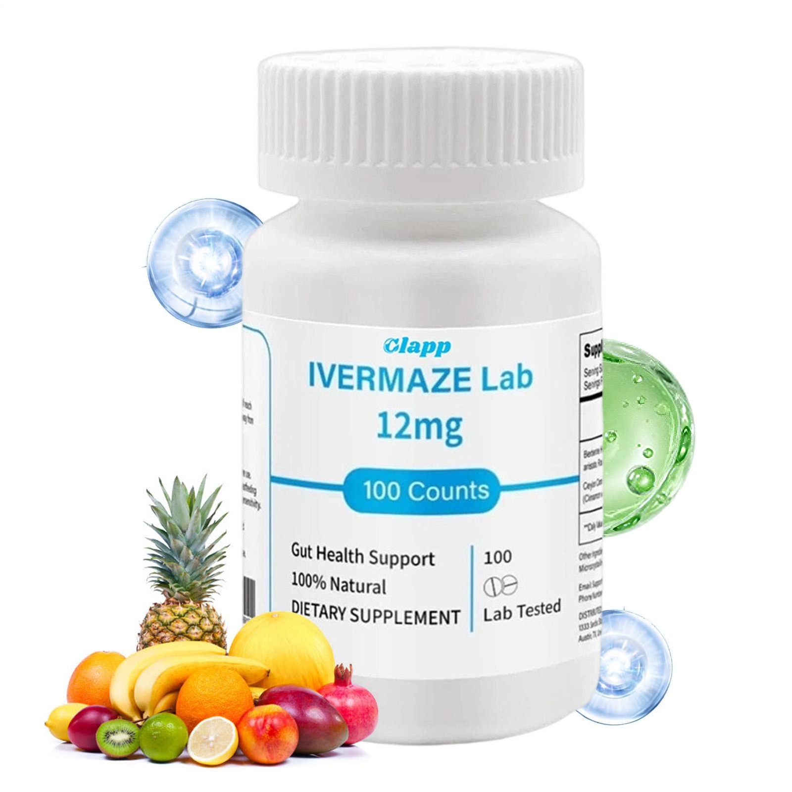 IVERMET Pills 4 Person - 12 mg,100 Pills, 99% Purity Digestive Supplement Pro