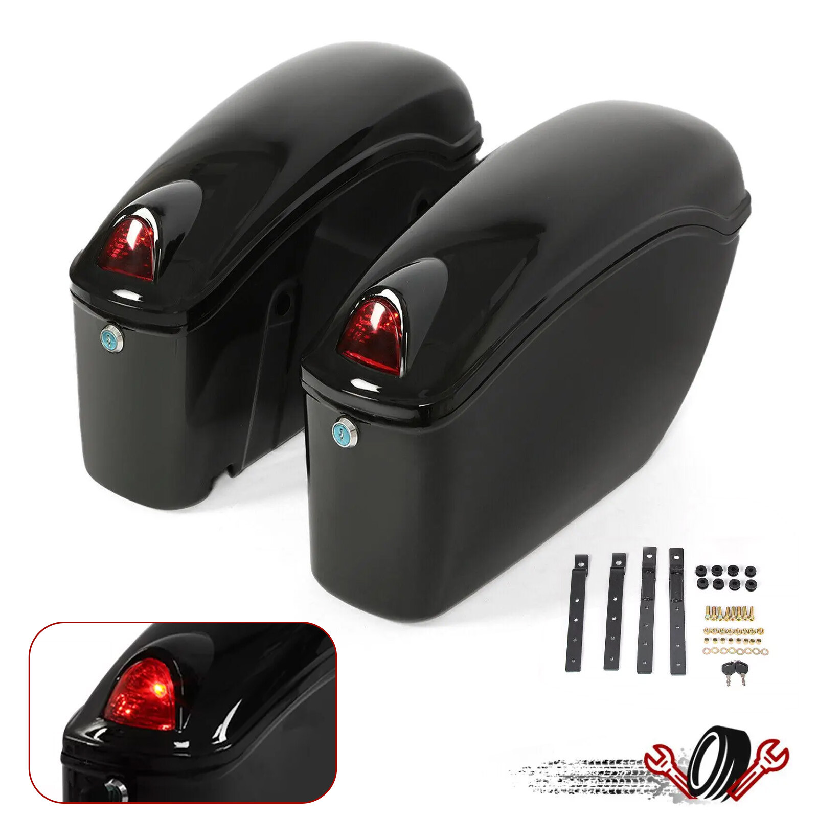 Motorcycle Universal Luggage Hard Saddle Bags For Harley Honda Yamaha Cruiser Motorcycle Universal Luggage Hard Saddle Bags For Harley Honda Yamaha Cruiser