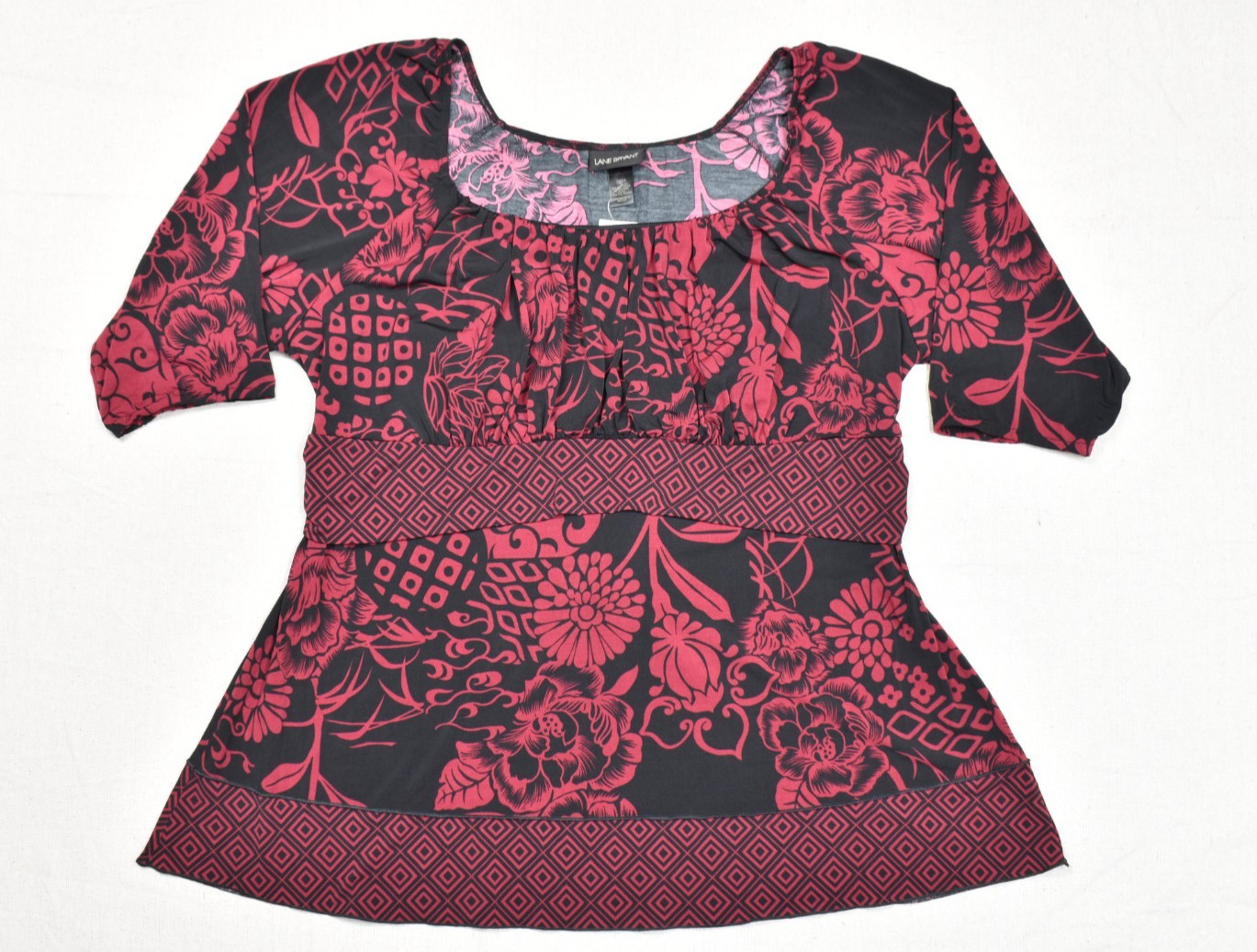 Lane Bryant Women Plus Size 22/24 Floral Short Sleeve Tie Back Empire Peplum Top Lane Bryant Women Plus Size 22/24 Floral Short Sleeve Tie Back Empire Peplum Top