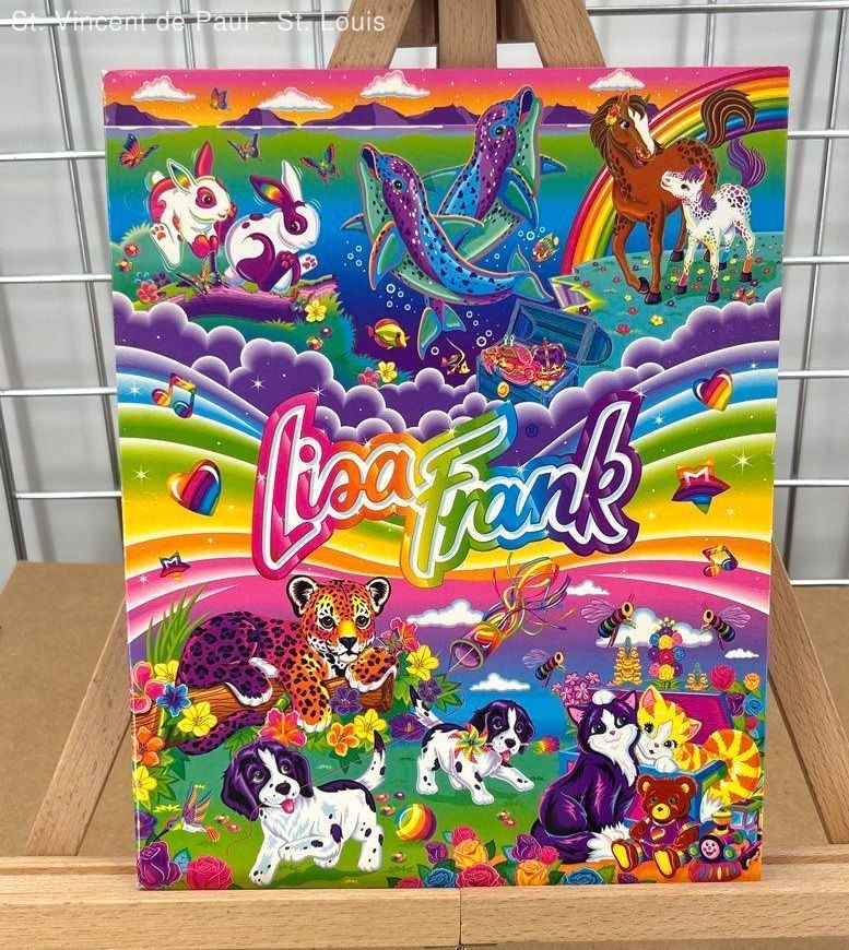 Lisa Frank Rainbow Animals The Fantastic World Double Pocket Folder Unpunched