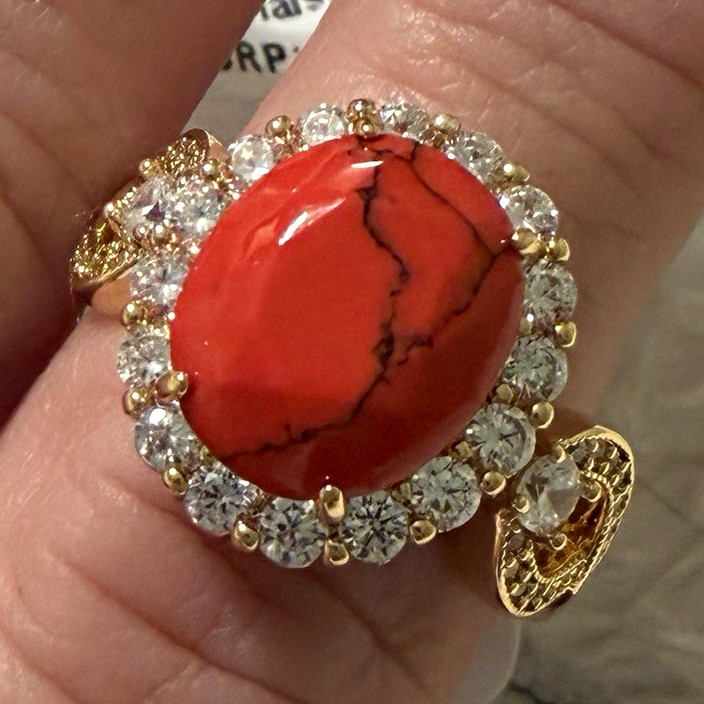 Bomb Party BP Red Coral Magnesite 2424 Ring , Size 8 RG77681 Bomb Party BP Red Coral Magnesite 2424 Ring , Size 8 RG77681