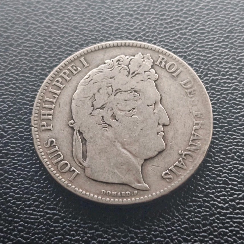 France 1842 W 5 Francs, .900 Silver, King Louis-Philippe I, Lille Mint (W)