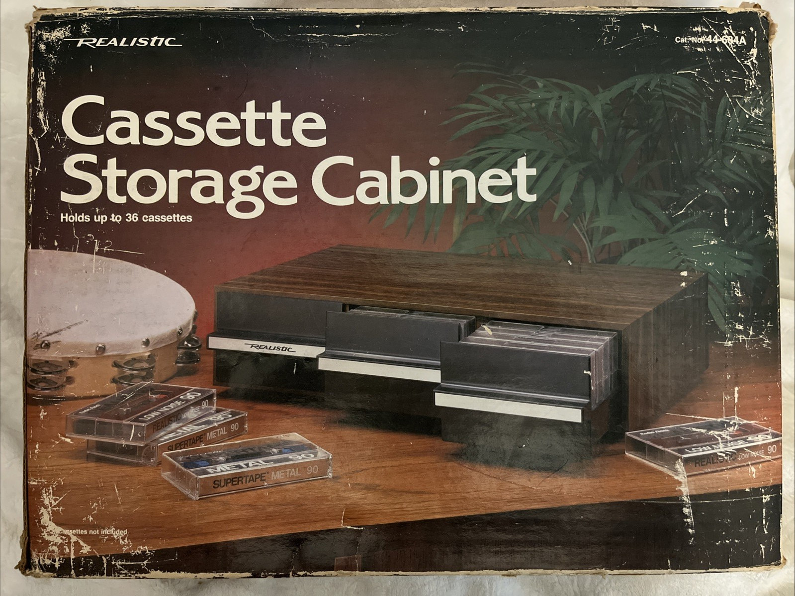 VTG Realistic 36 Cassette Tape Storage Case/Organizer NOS Faux Wood Grain Case