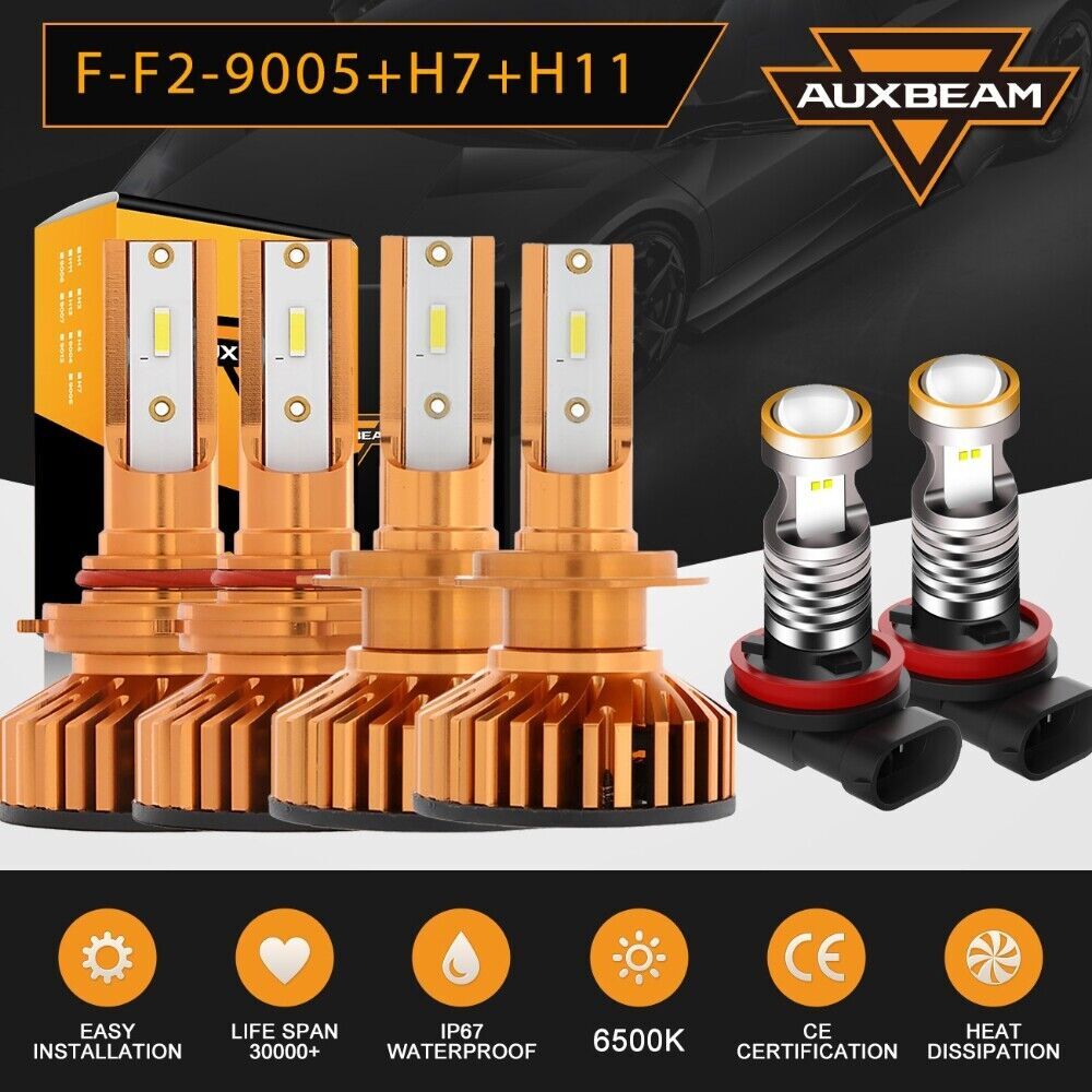 AUXBEAM F2 LED Headlight Hi/Lo & Fog Bulbs Kit for Subaru Outback 2010-2014