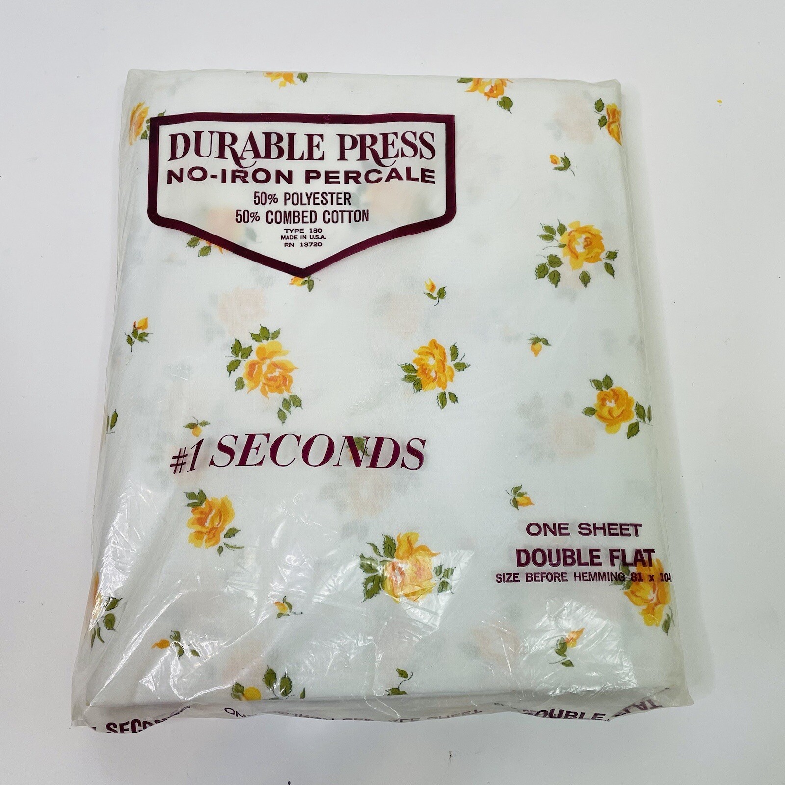 Vintage Durable Press No Iron Combed Percale Full Flat Orange Floral Rose Sheet Vintage Durable Press No Iron Combed Percale Full Flat Orange Floral Rose Sheet
